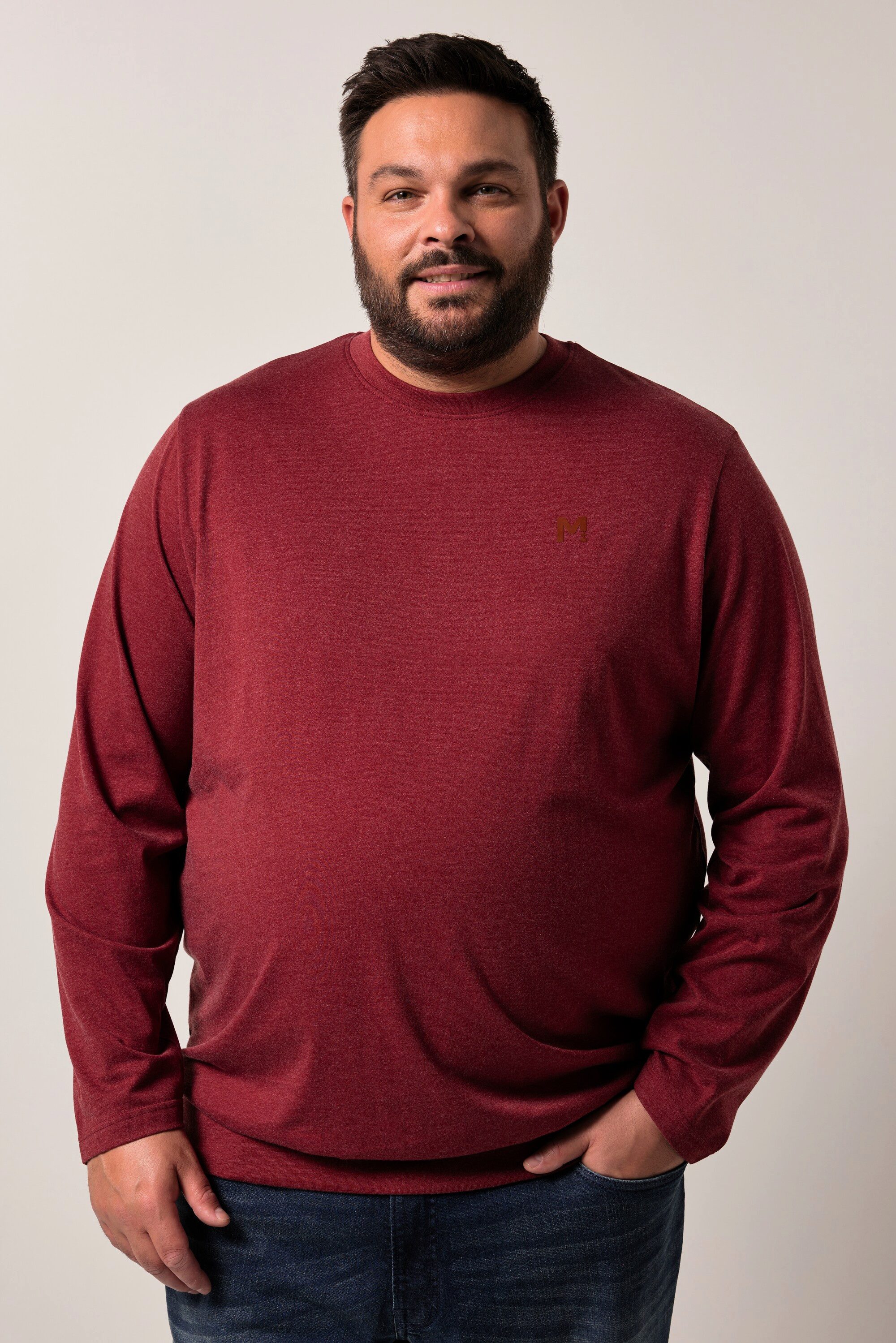 Men Plus T-Shirt Men+ Langarmshirt Bauchfit Spezialschnitt Basic günstig online kaufen