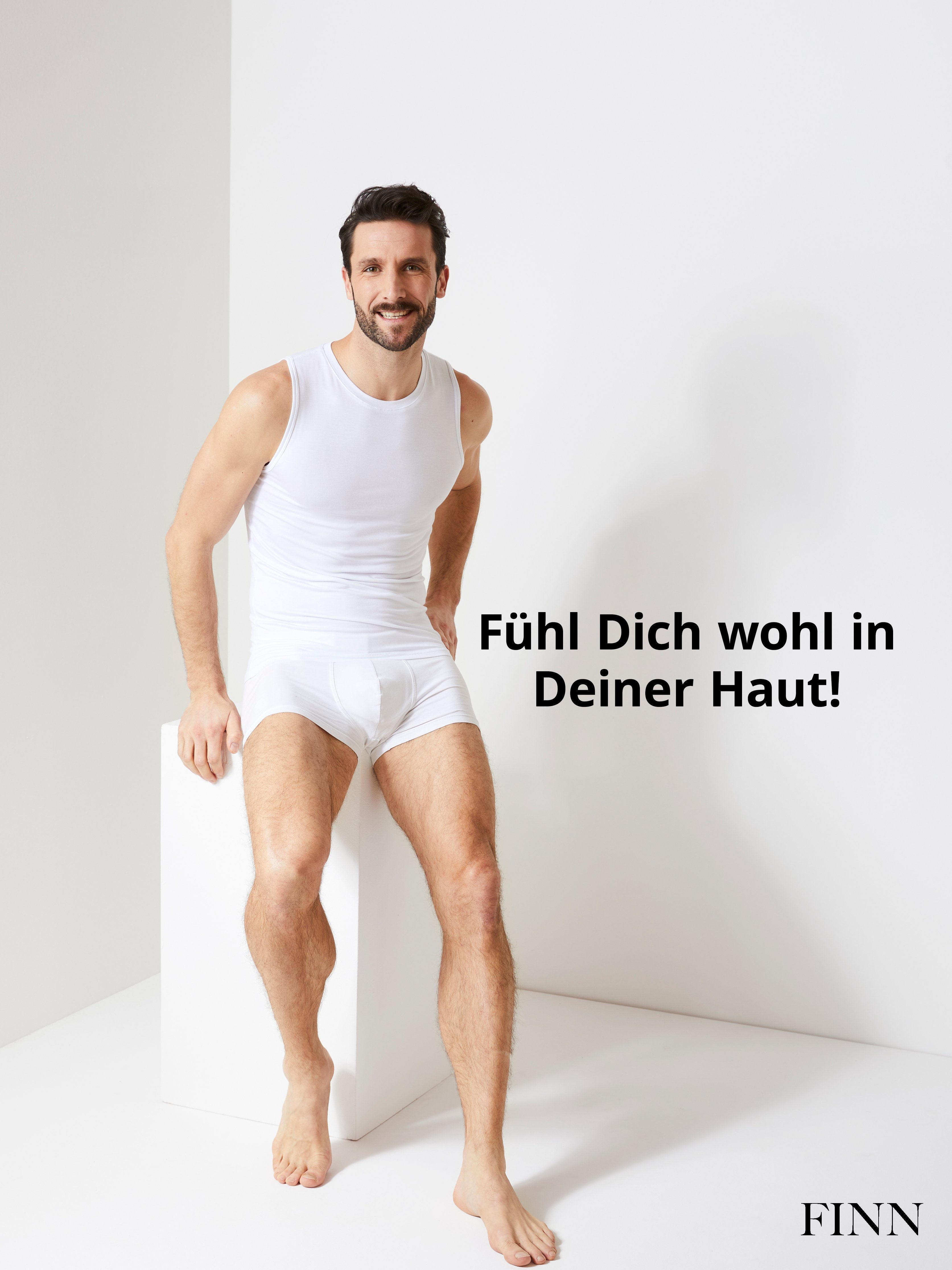 Unterhemd mit Ärmellos Stoff, Design Achselhemd Herren Rundhals feiner Weiß FINN Business Micro-Modal maximaler Tragekomfort