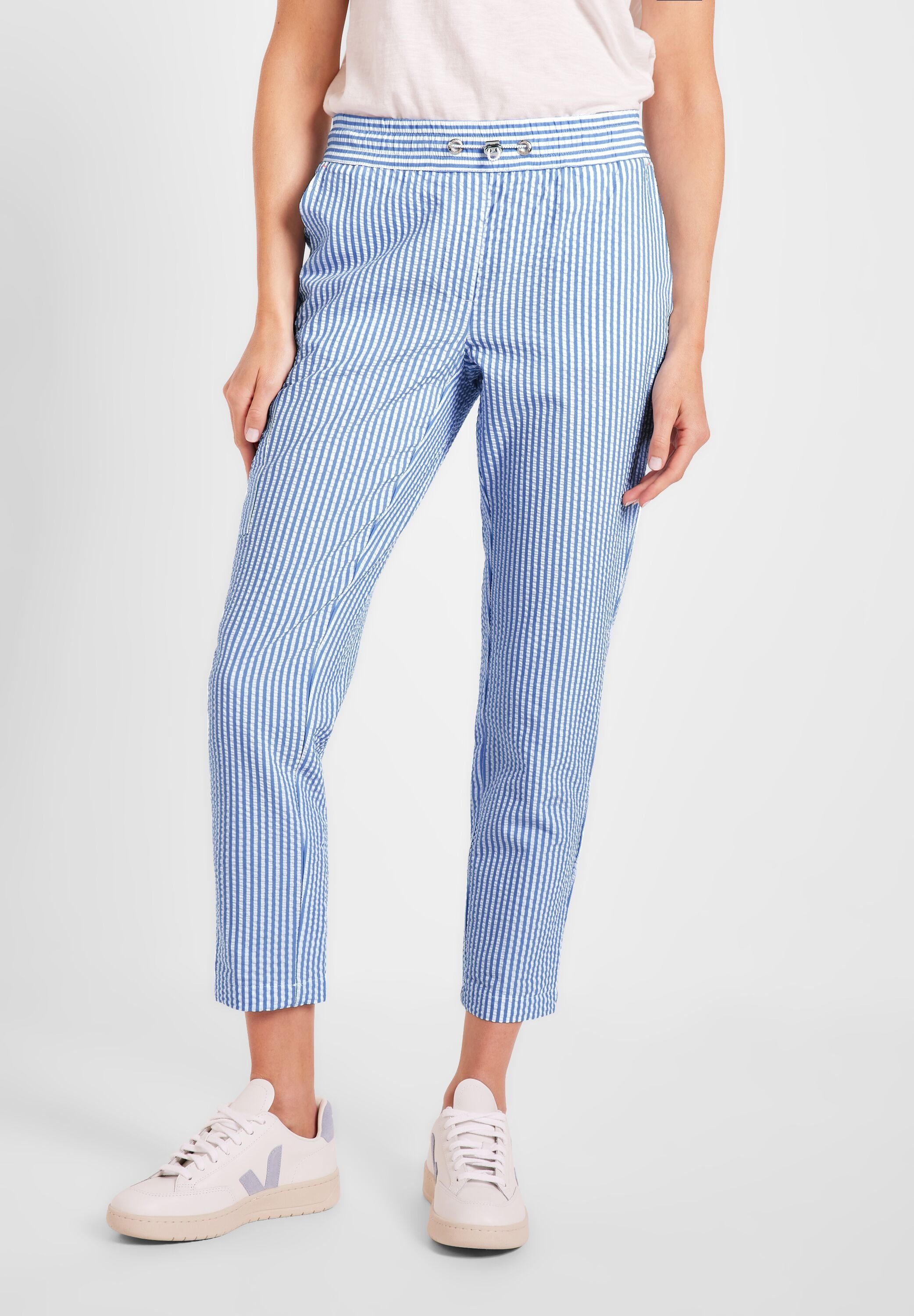 in Casual Seersucker Fit 5-Pocket-Hose, Damenhose Cecil