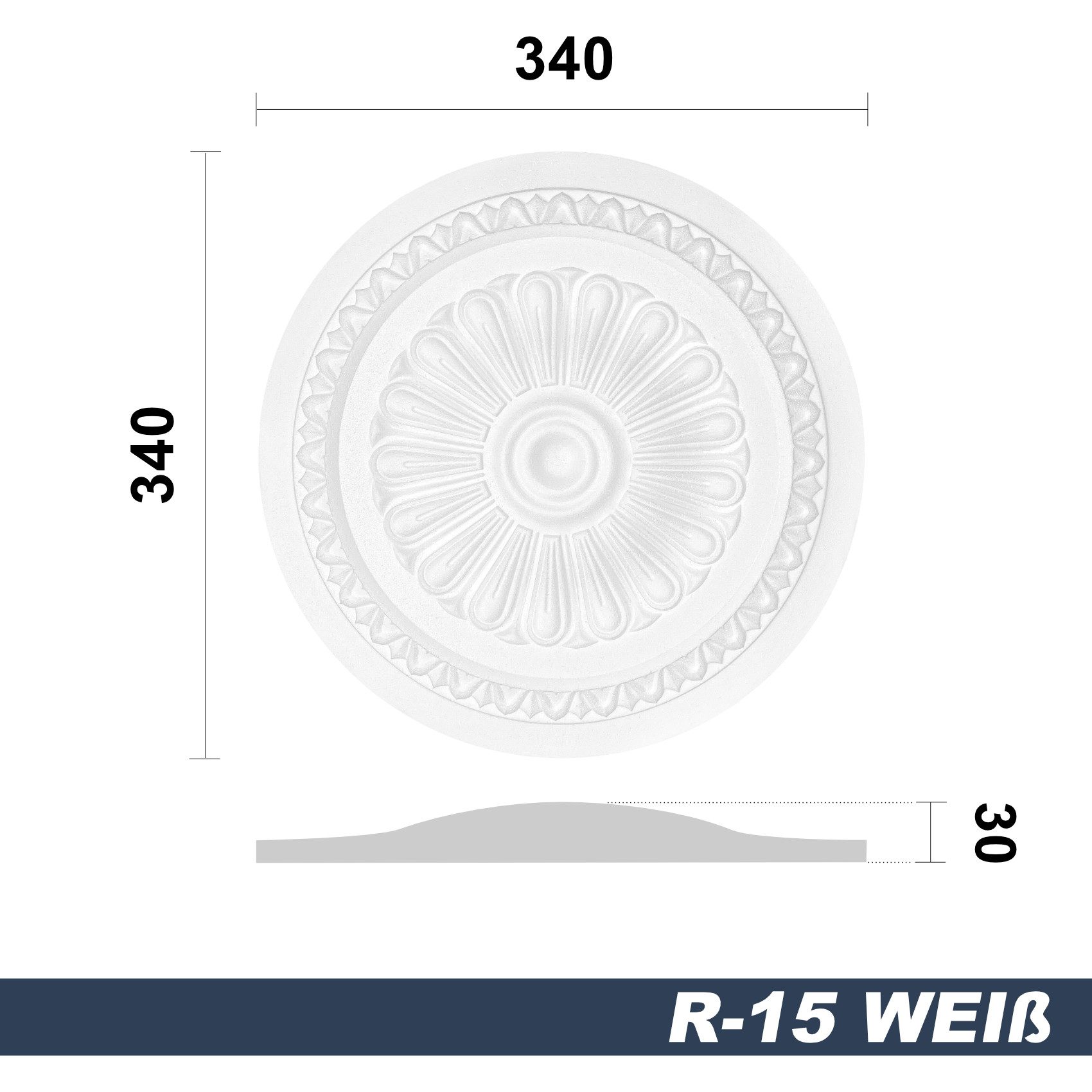marbet design Wanddekoobjekt R-15 (Stuckrosette aus EPS Styropor, weiß, Zie günstig online kaufen