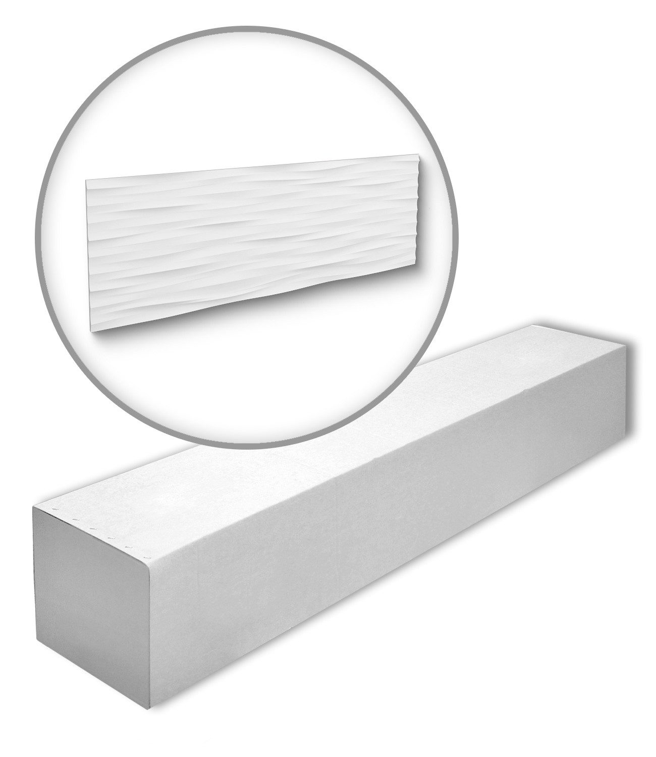 NOËL & MARQUET by nmc 3D Wandpaneel NMC WAVE-box 3D Wandpaneele 1 Karton SET 7 Zierelementen 3,01 m2, BxL: 38x113.5 cm, 3.01 qm, (1 Karton SET, 7-tlg., Stuck-Wandpaneel, Zierelement, Dekorelement, Dekorpaneel) weiß, vorgrundiert