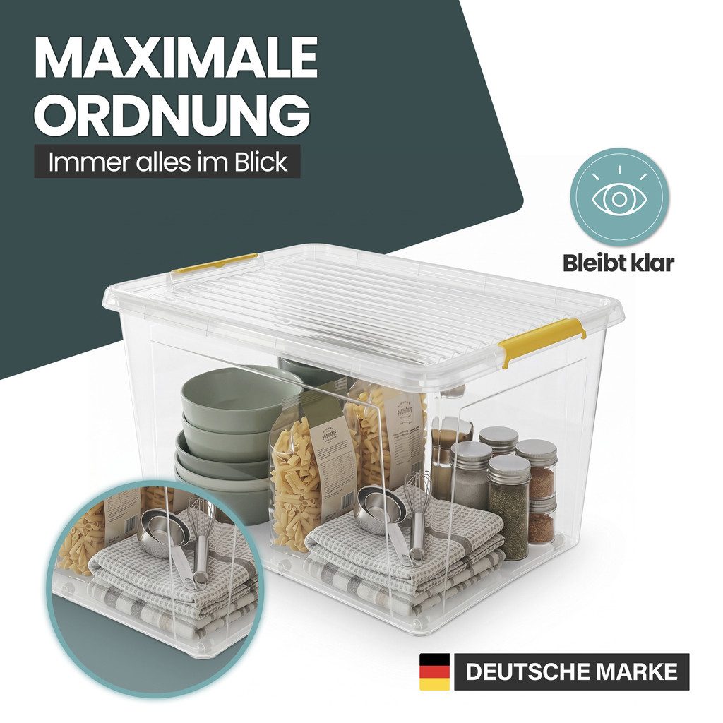 Kreher Aufbewahrungsbox Simple Store, in Transparent, rollbar, BPA-frei Set/Größe wählbar) (4 St)