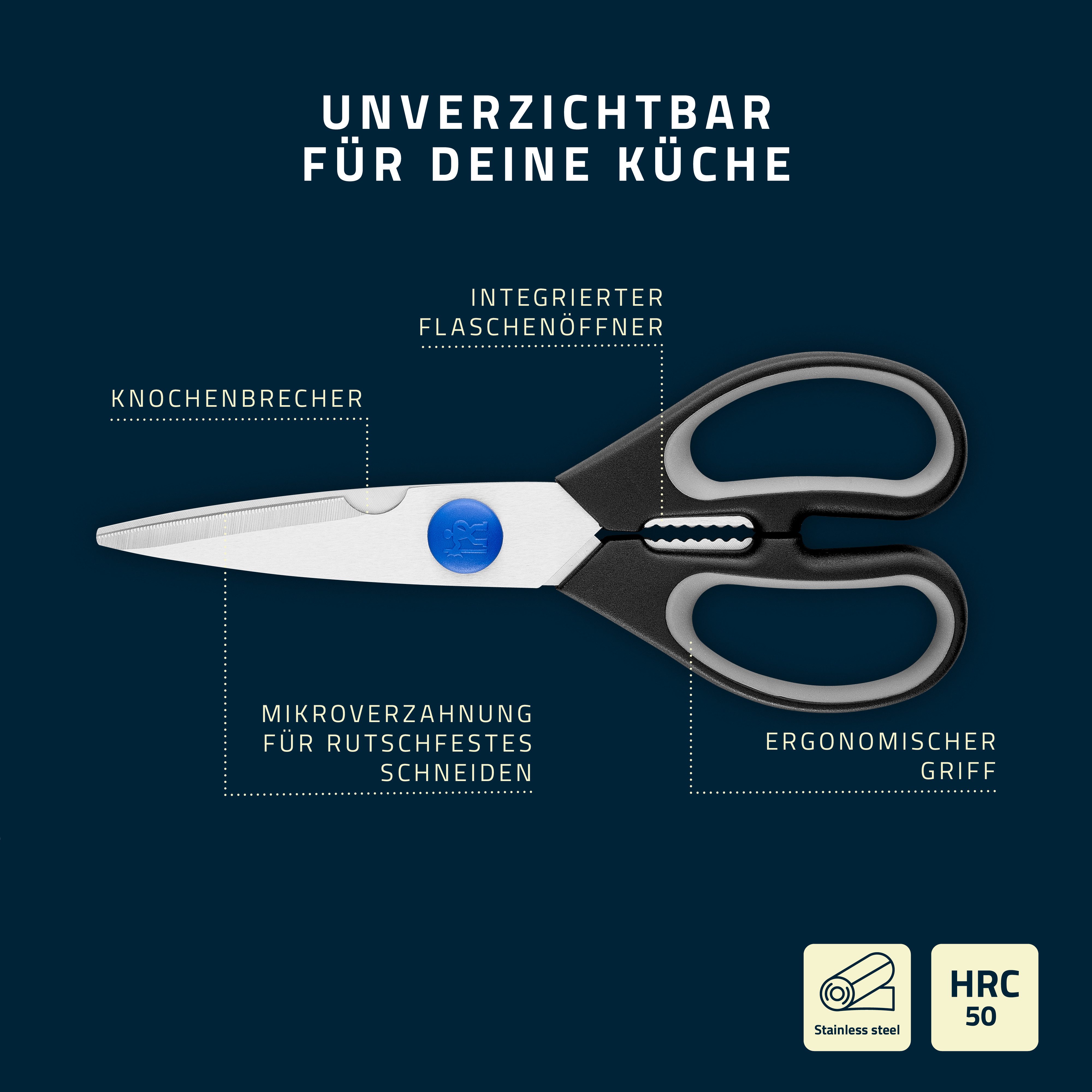 HENCKELS by ZWILLING Haushaltsschere Vielzweckschere Henckels by ZWILLING, (1-tlg), Schere aus Edelstahl, mit Flaschenöffner – Bild 4 von 5