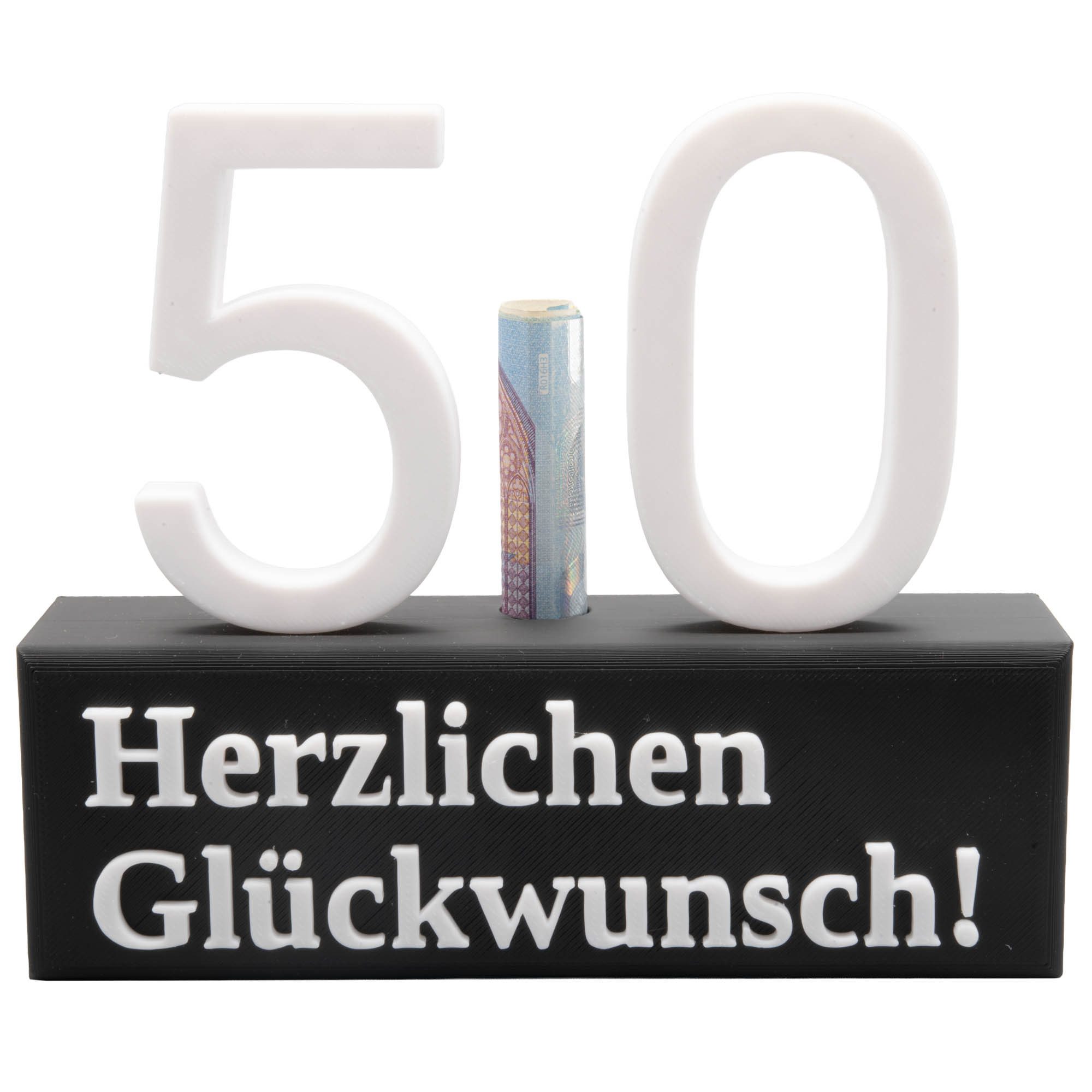 TSB Werk Geschenkbox 50. Geburtstag Geschenk Jubiläum 50 Hochzeit, Geschenkidee, Zahlenständer, Fünfzig