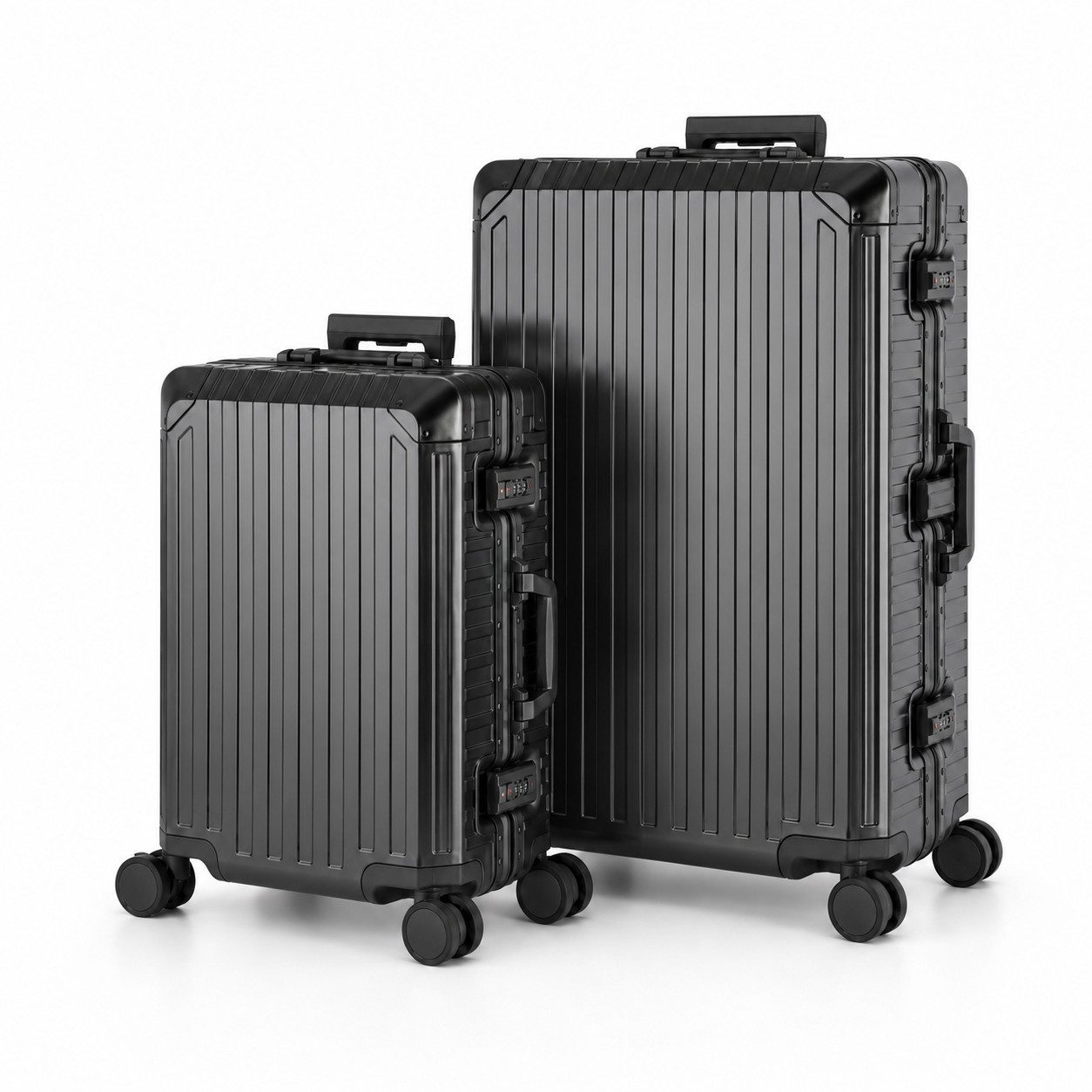 Travelhouse Kofferset 100% Aluminium TOKYO - verschiedene Farben, 4 Rollen, (2 tlg., S+L), mit stabilem Aluminium-Gehäuse, mit verstärkten Ecken