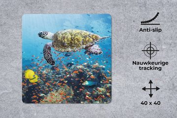 MuchoWow Gaming Mauspad Schildkröte am Korallenriff (1-St), Mousepad mit Rutschfester Unterseite, Gaming, 40x40 cm, XXL, Großes