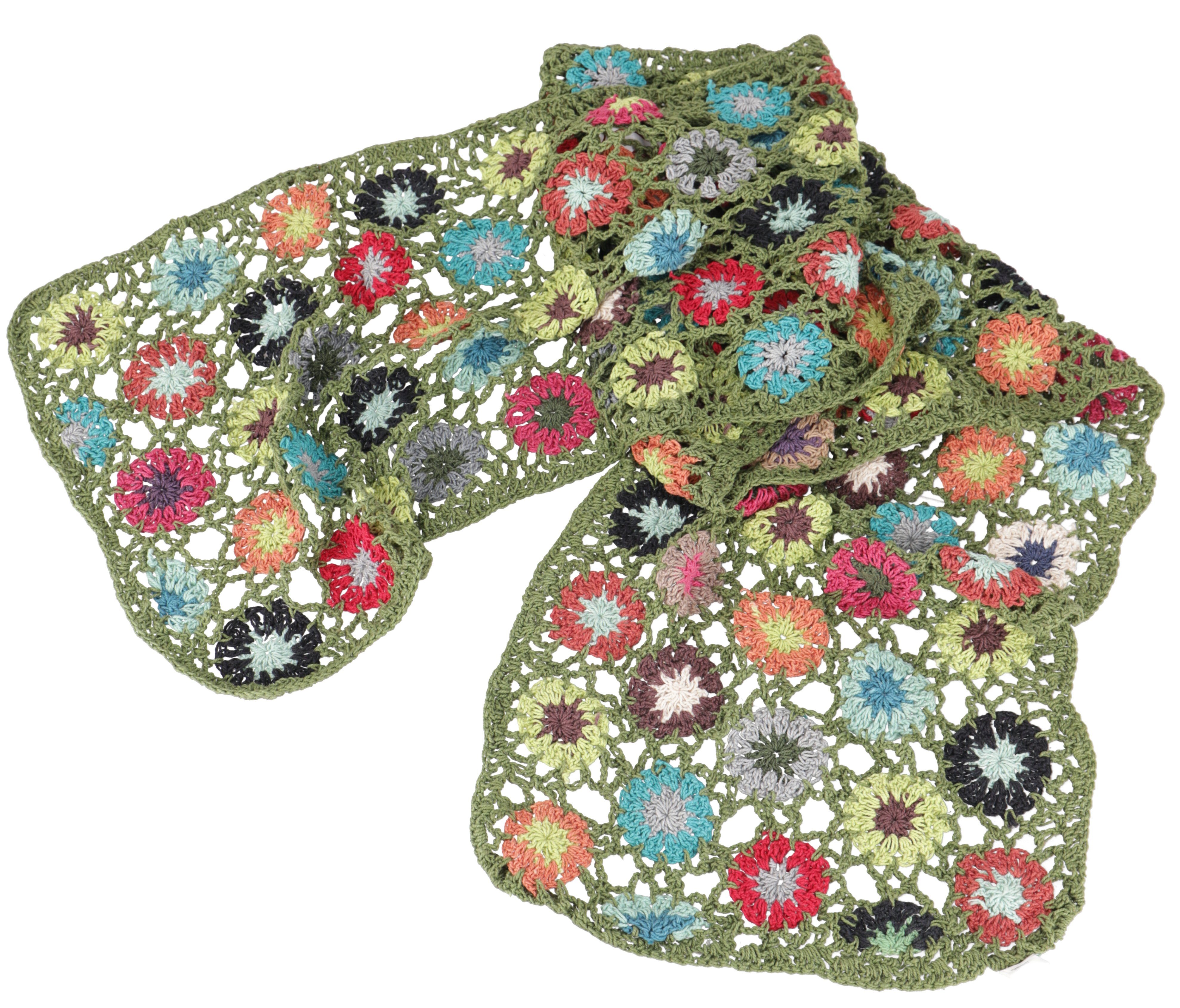 Guru-Shop Halstuch Häkelschal mit bunten Blümchen, günstig online kaufen