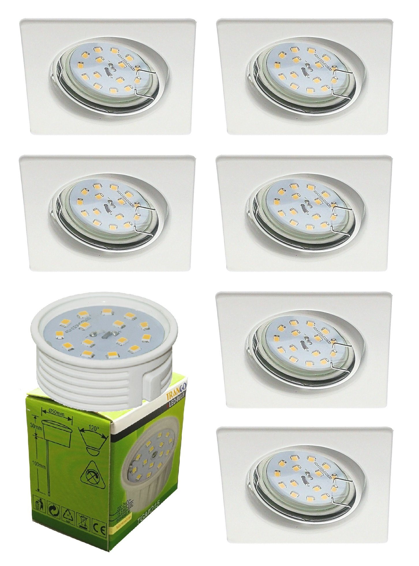 TRANGO LED Einbaustrahler, Dimmfunktion, 6er Set günstig online kaufen