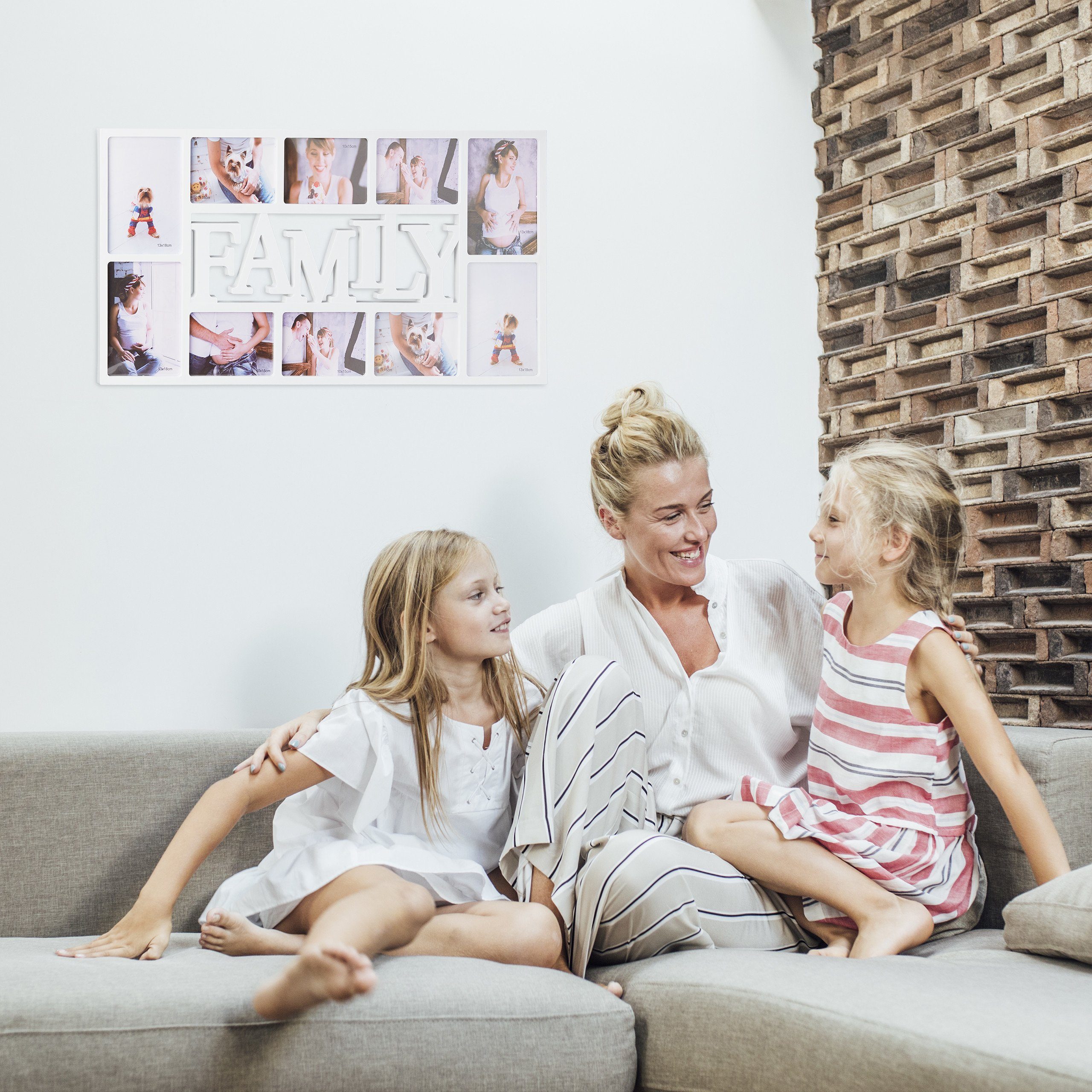 Transparent Fotos, relaxdays für 10 Weiß Bilderrahmen Weiß Familie Collagerahmen
