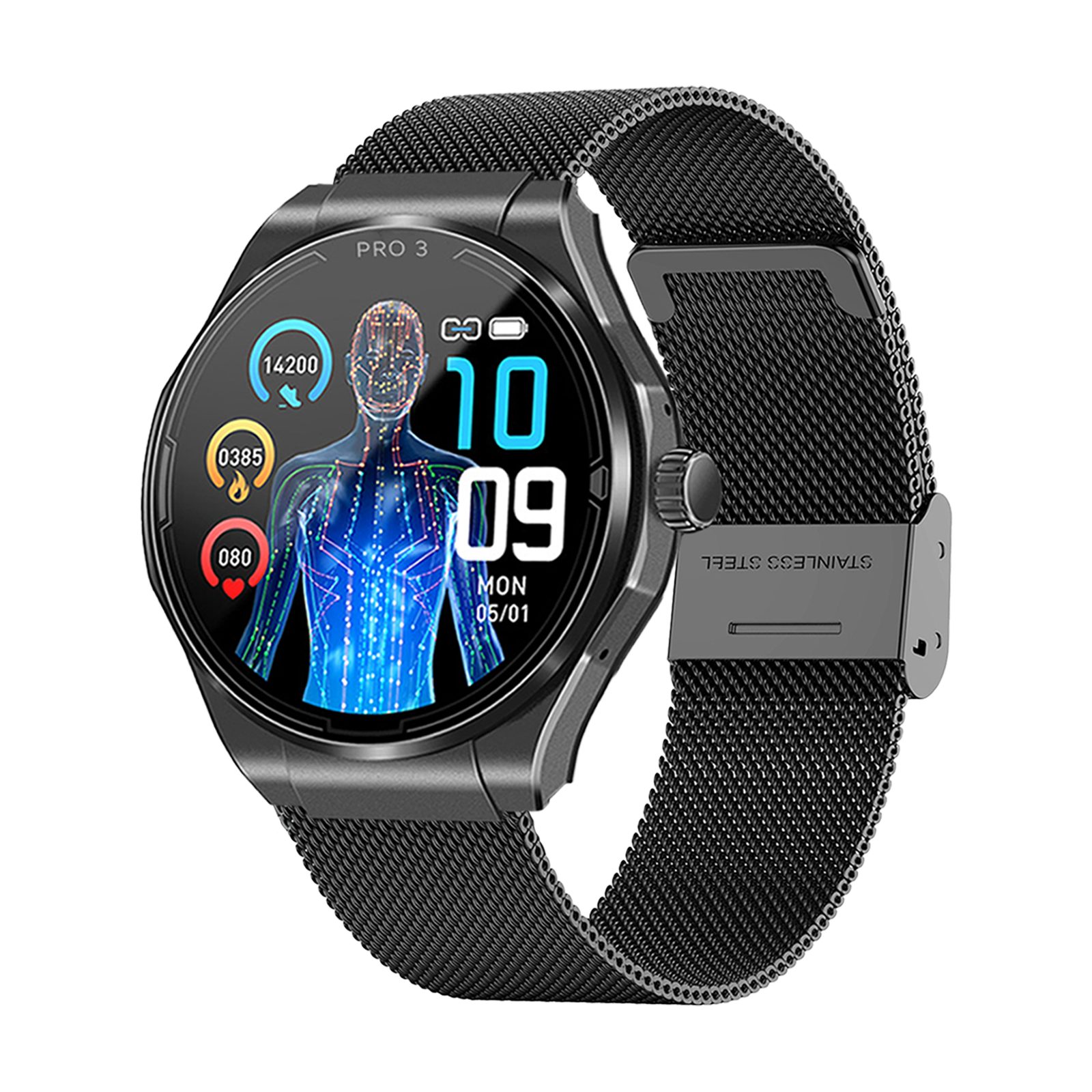 Knauermann PRO 3 (2024) Gesundheitsuhr mit Telefon & Notruffunktion Smartwatch, Bluetooth
