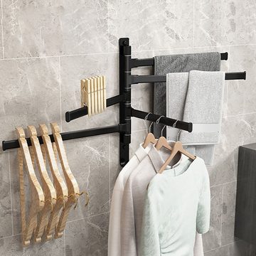 yozhiqu Handtuchhalter Drehbarer Handtuchhalter, 5 Stangen, Badezimmer-Wandhandtuchhalter ohne Bohren