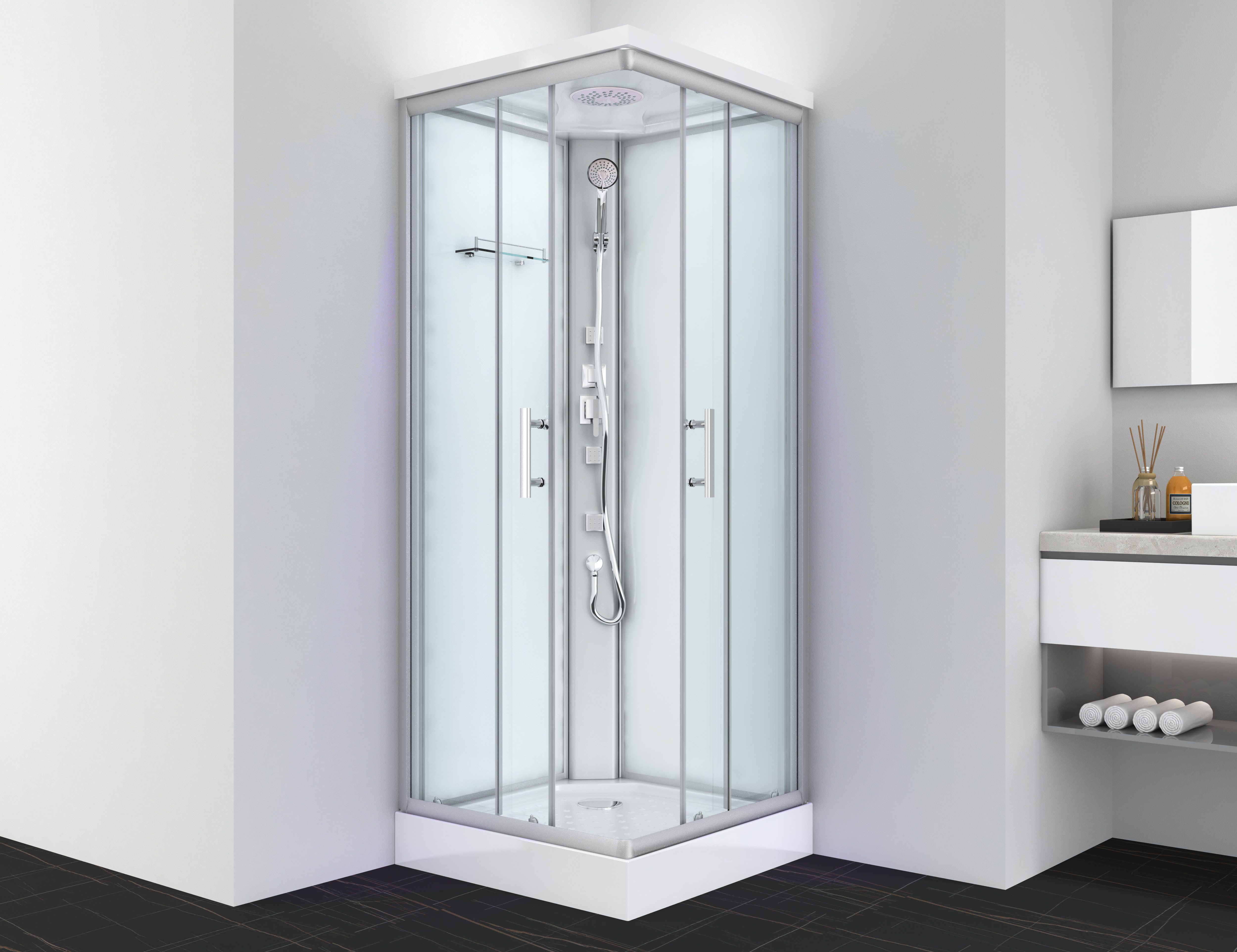 Thumbnail - Sanotechnik Komplettdusche One, BxT: 80x80 cm, Sicherheitsglas, Höhe: 215cm