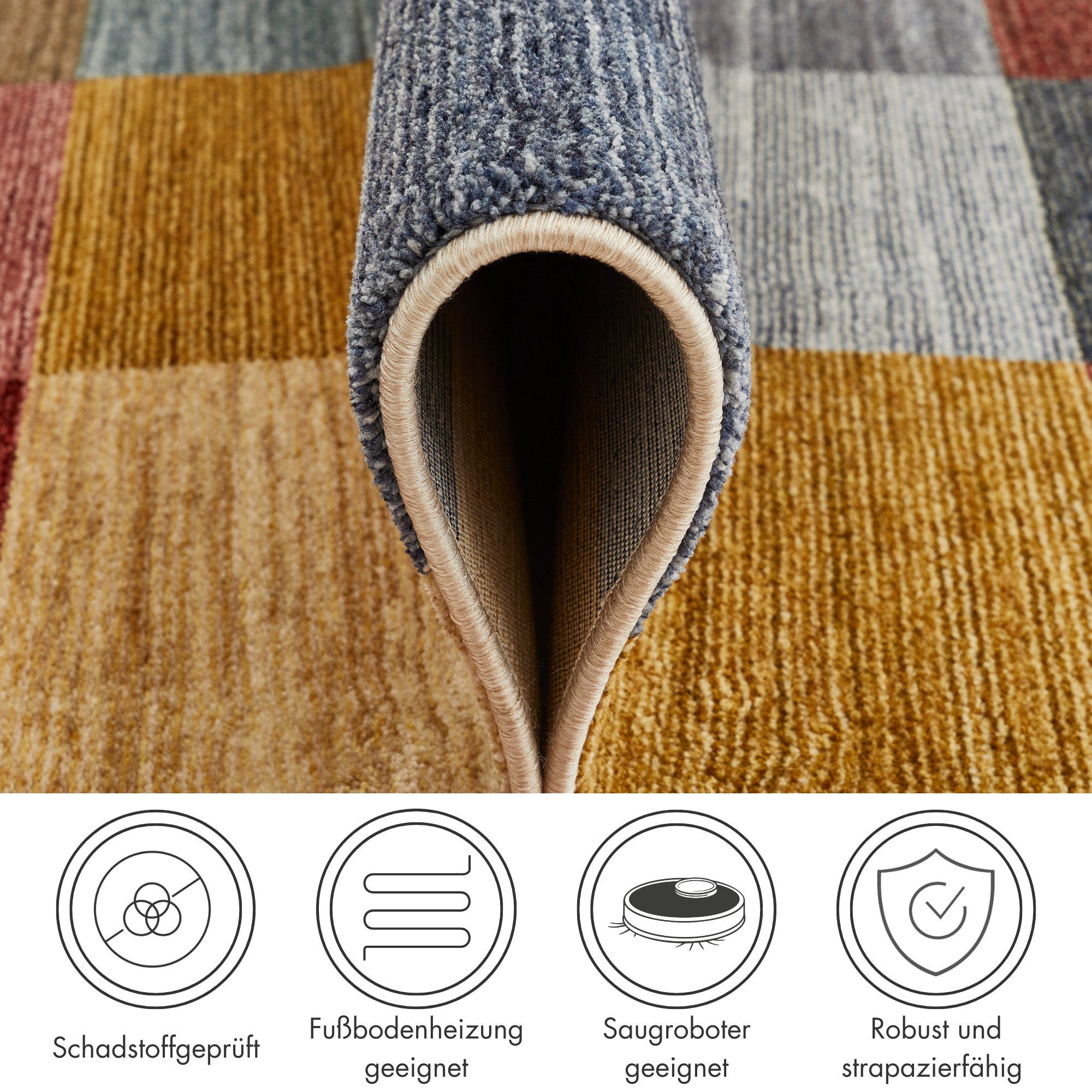 LUXOR living Teppich Rocco, rechteckig, Höhe: 11 mm, Vintage-Look, verschiedene Designs, mit Fransen, Wohnzimmer