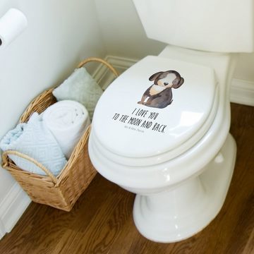 Mr. & Mrs. Panda WC-Sitz Hund Entspannen - Weiß - Geschenk, flauschig, Hundeliebe, Toilette, H (1-St), UV-beständiger Druck