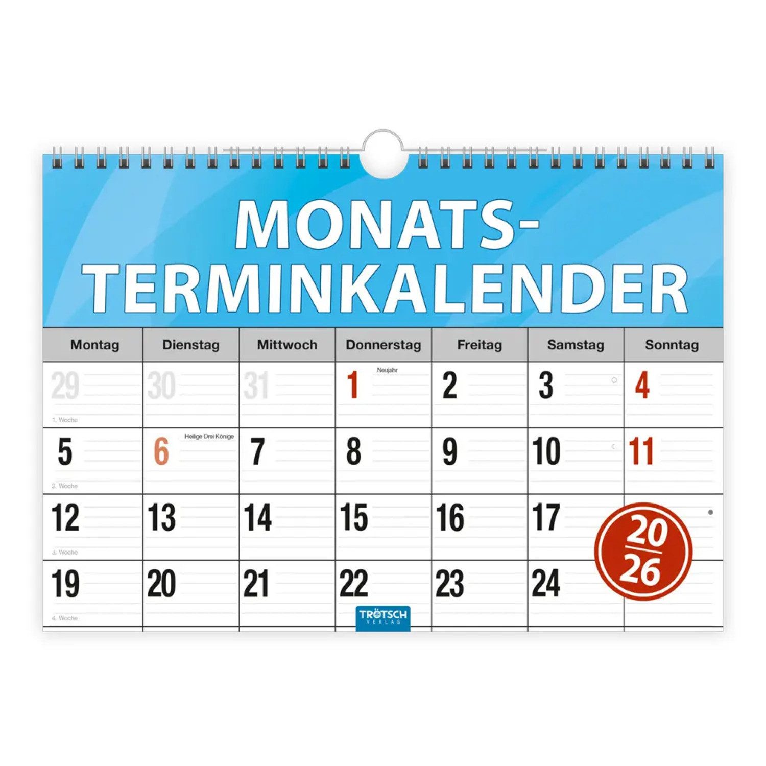 Trötsch Verlag Terminkalender Trötsch Monatsterminer Monatsterminkalender 2026 mit Wire-O-Bindung
