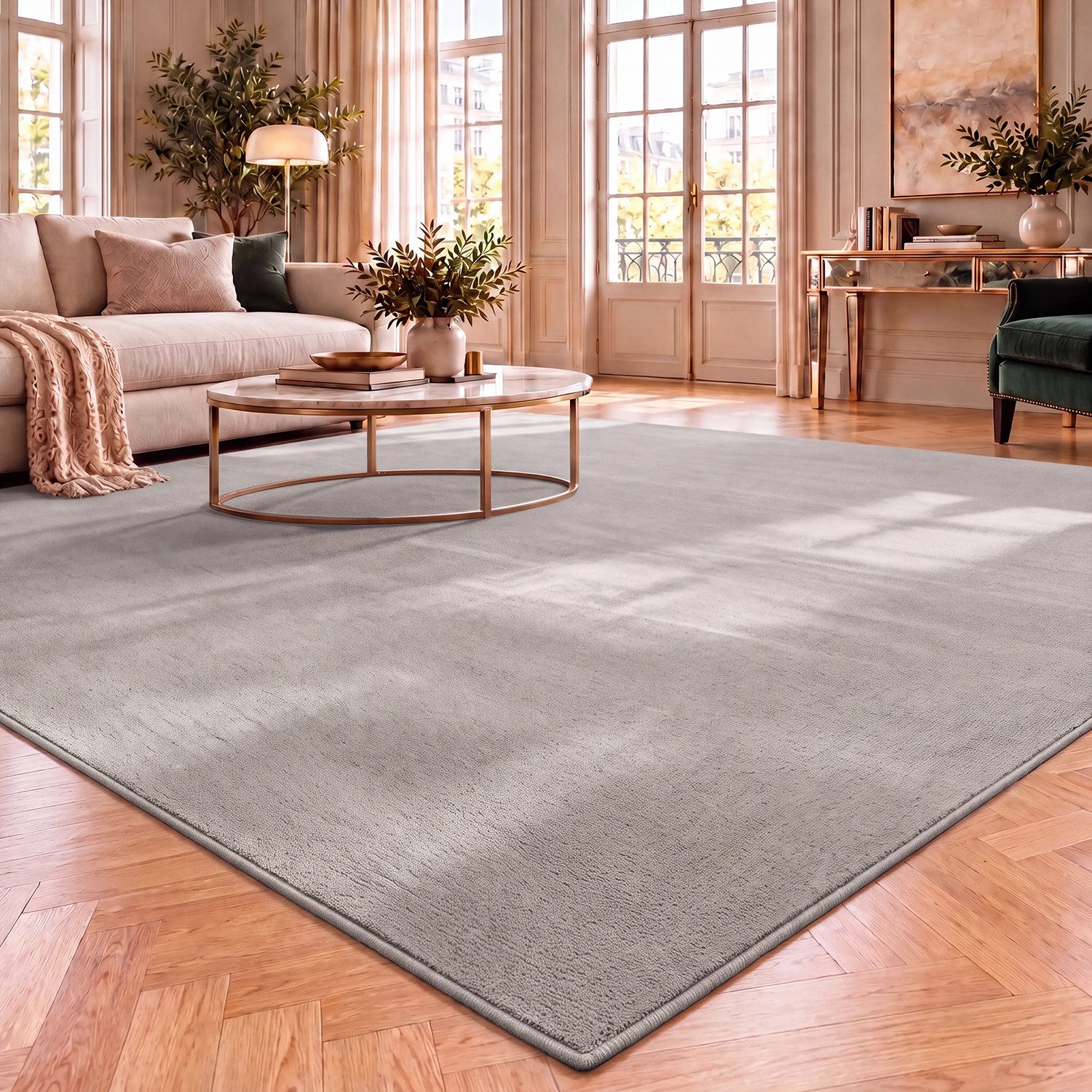 Vimoda Teppich Cozy Kurzflor Teppich – Angenehm warm & weich, waschbar & rutschfest, Rechteck, Höhe: 10 mm, Fellteppich Uni, Wohnzimmer, Schlafzimmer, kinderzimmer