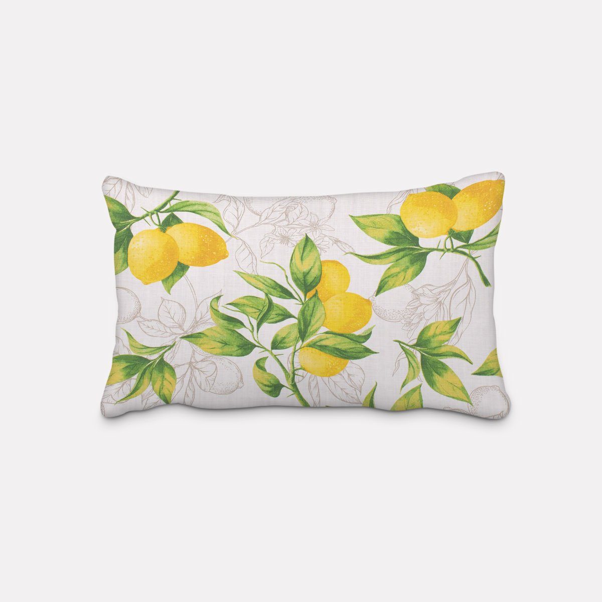 SCHÖNER LEBEN. Dekokissen Kissenhülle aus Baumwolle Citron Zitronen weiß grün g, made in Germany,handmade