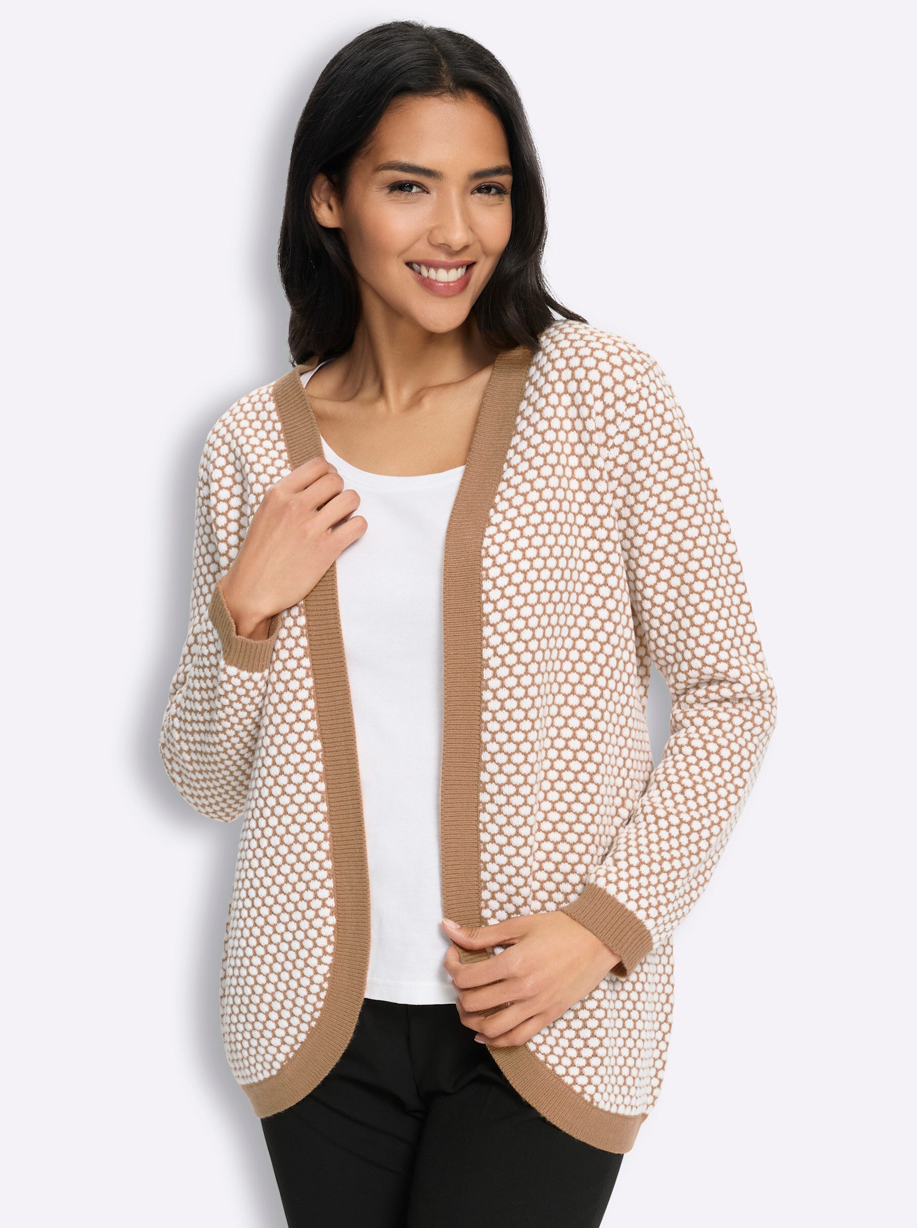 Sieh an! Strickjacke Strickjacke Langarm Strukturstrick