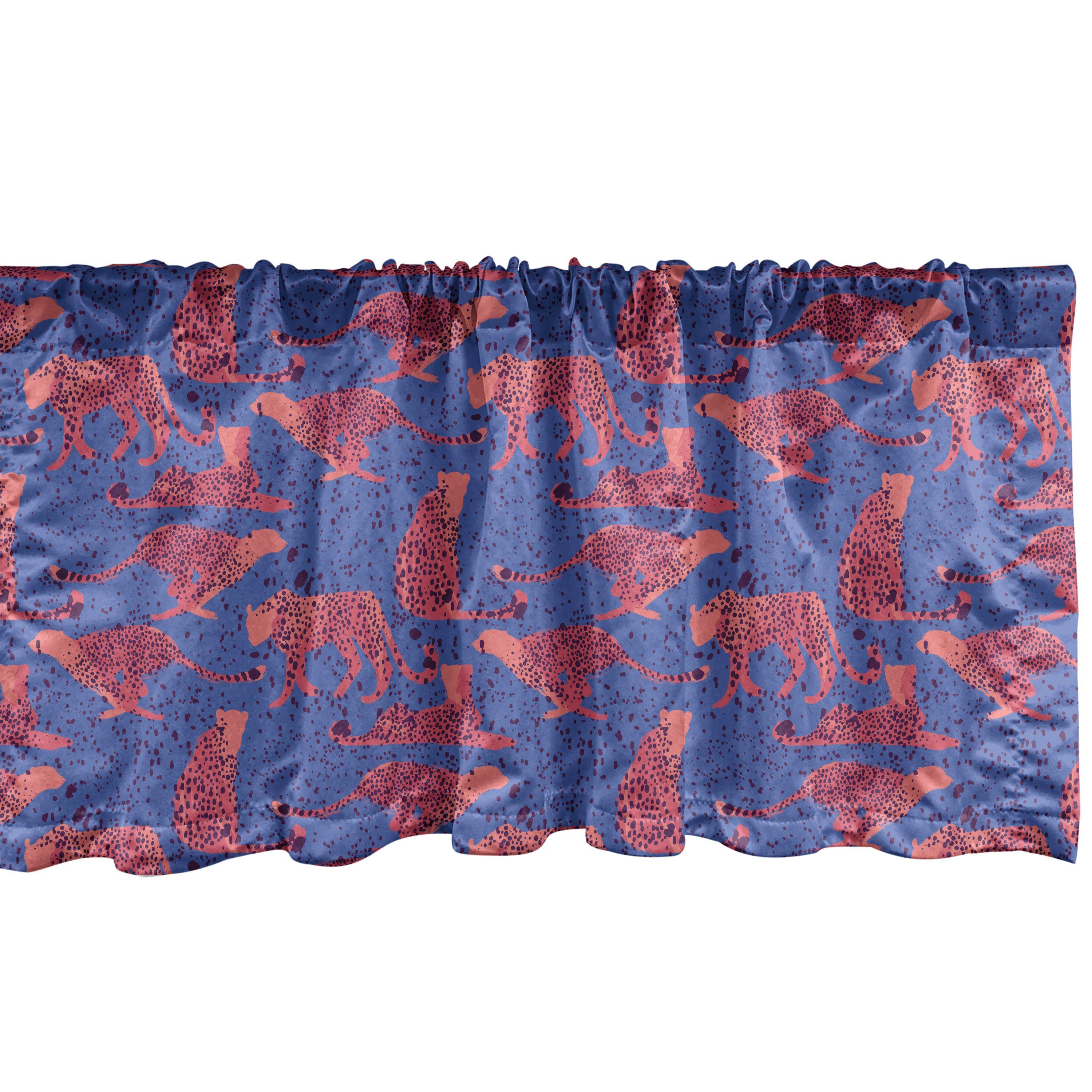 Scheibengardine Vorhang Volant für Küche Schlafzimmer Dekor mit Stangentasche, Abakuhaus, Microfaser, Tiere Afrikanische Geparden-Muster