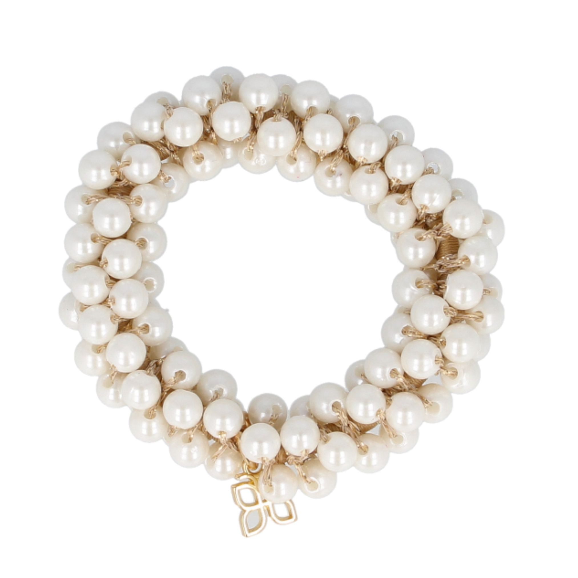 PARSA Beauty Haargummi Signature Collection Haargummi im Perlen-Look, Weiß/Gold