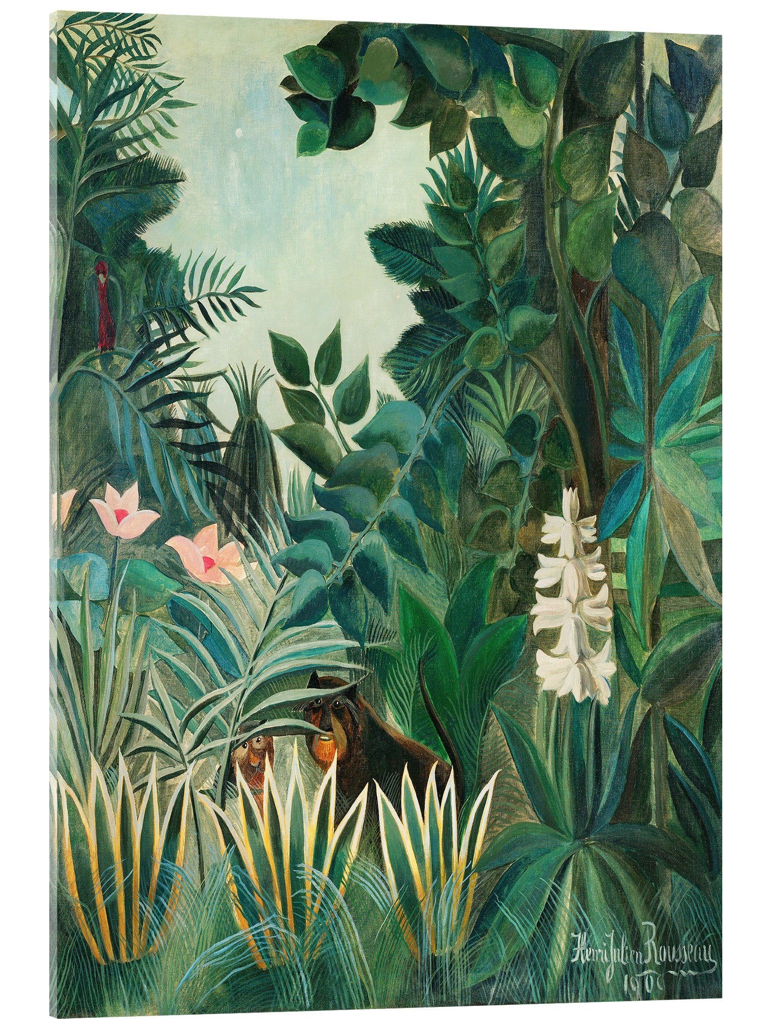 Posterlounge Acrylglasbild Henri Rousseau, Der äquatoriale Dschungel (Detail), Wohnzimmer Malerei