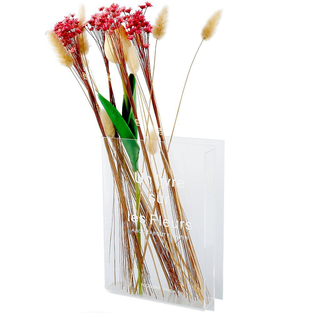 zggzerg Dekovase KlareBuchvase,Acryl Transparent Buchblumenvase für WohnzimmerTischdeko Transparent Weiß