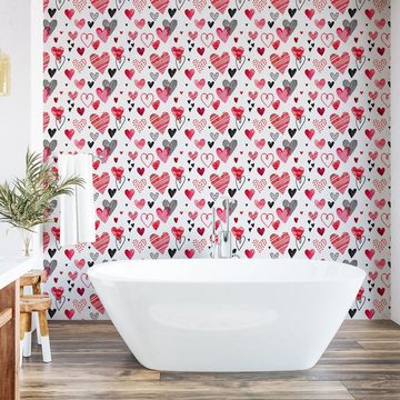 Abakuhaus Vinyltapete selbstklebendes Wohnzimmer Küchenakzent, Valentine Verschiedene Herz-Shapes