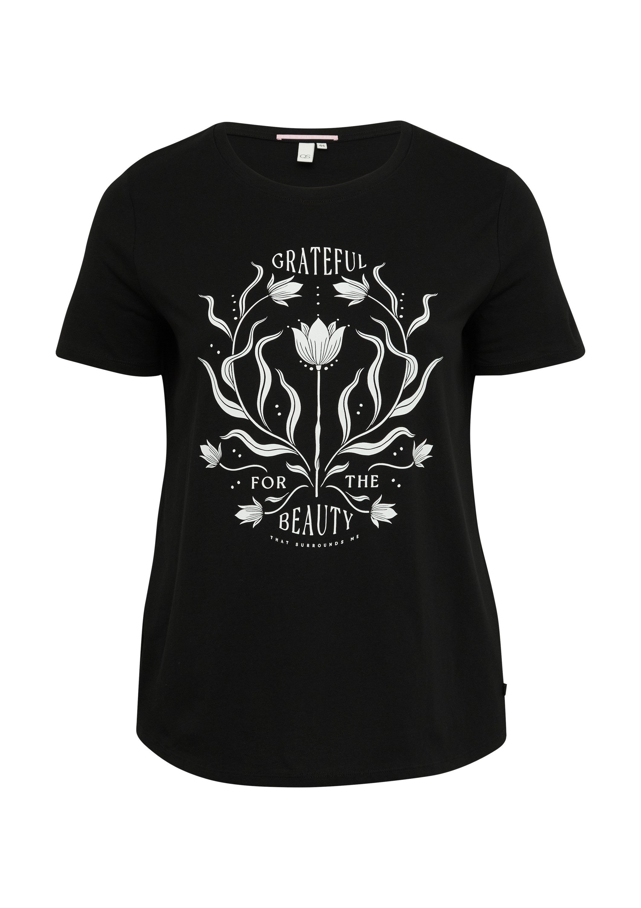 QS Kurzarmshirt T-Shirt Baumwollshirt mit Fronprint günstig online kaufen