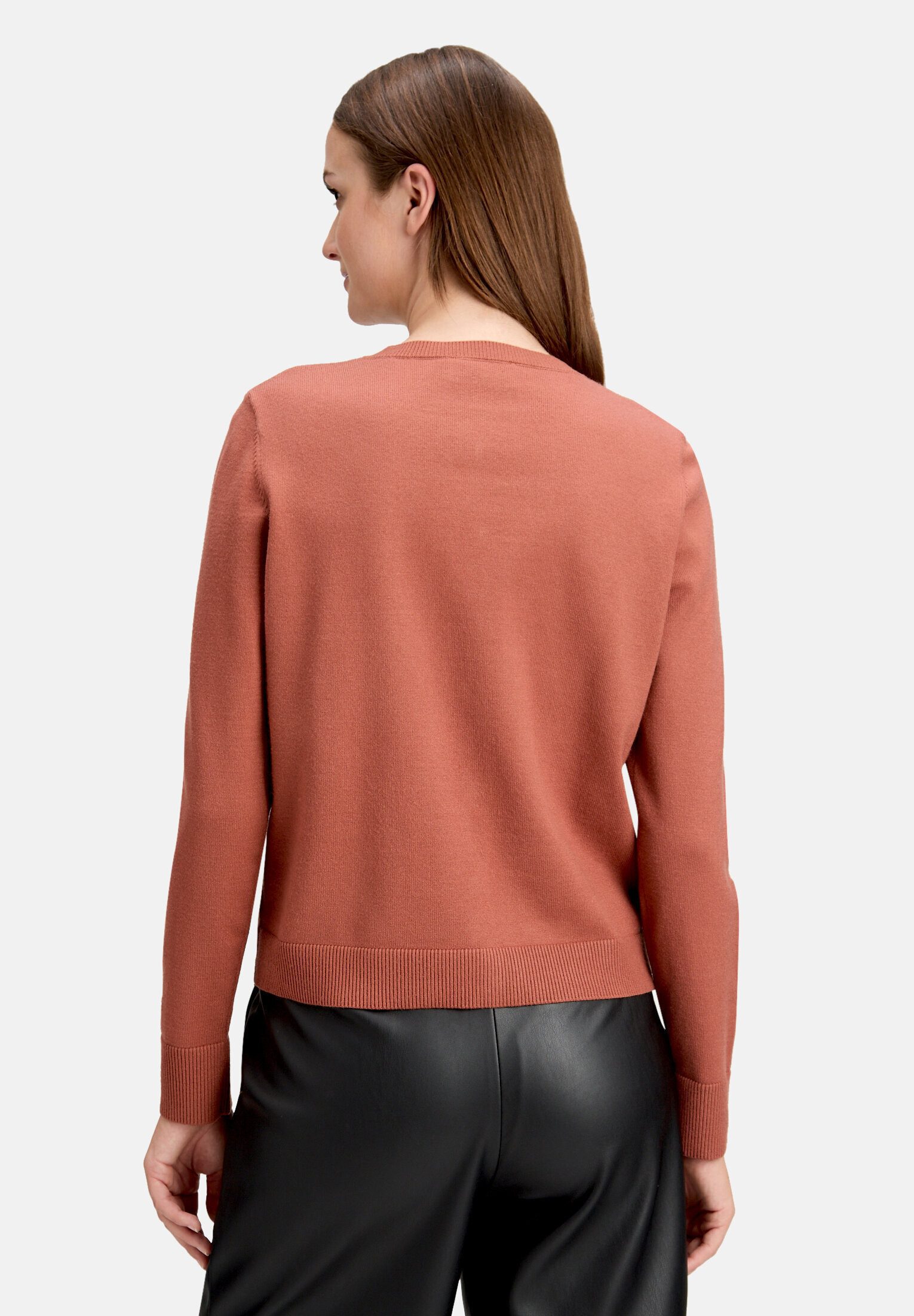 Cartoon Strickjacke Damen mit Rundhalsausschnitt (1-tlg)