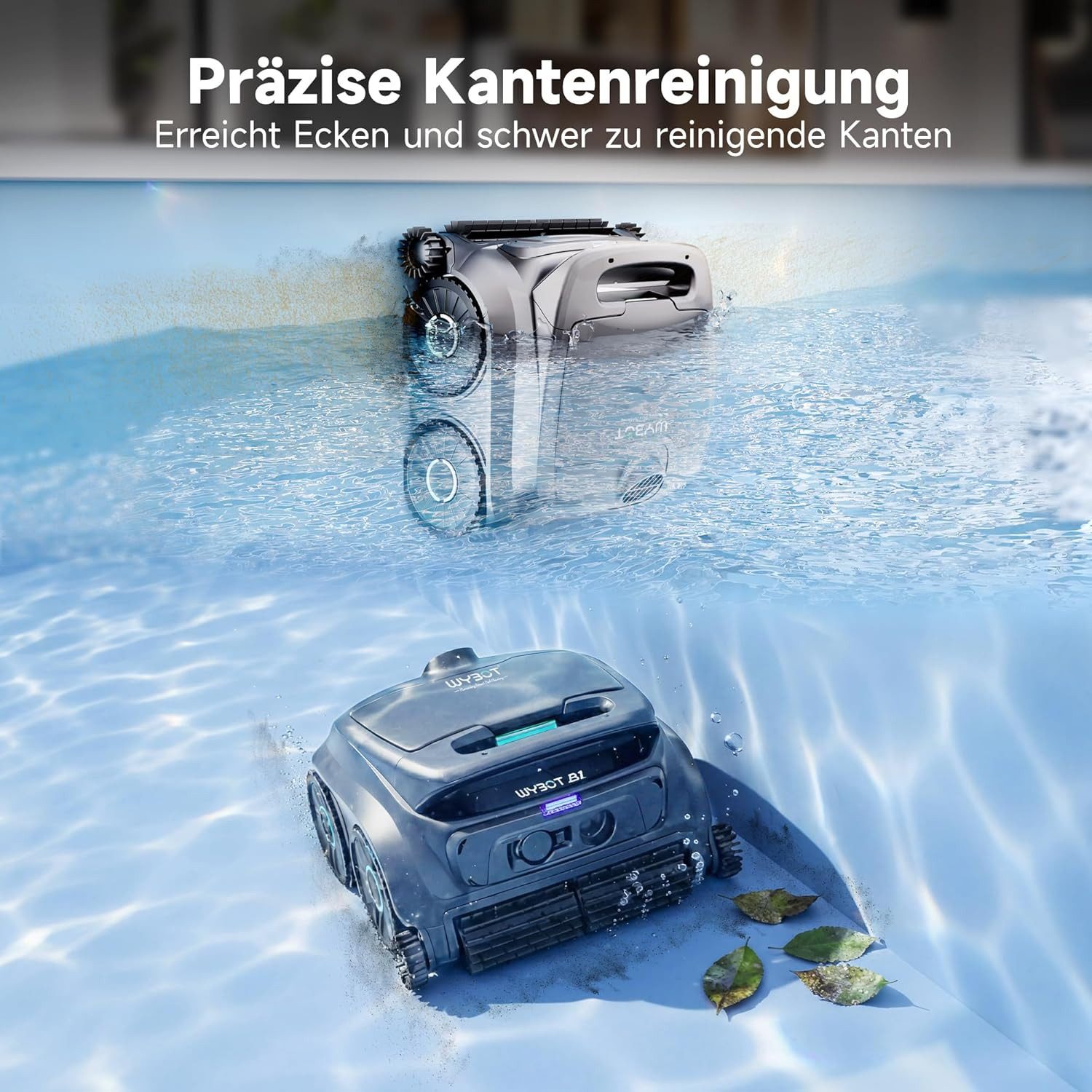 WYBOT Poolroboter B1 Kabelloser Poolsauger, für Boden & Wand & Wasserlinie, (Neuestes Modell 2026 –Poolreiniger, 120 Min Laufzeit, leicht tragbar), Weltweit erster Poolreiniger mit seitlichen Reinigungsbürsten