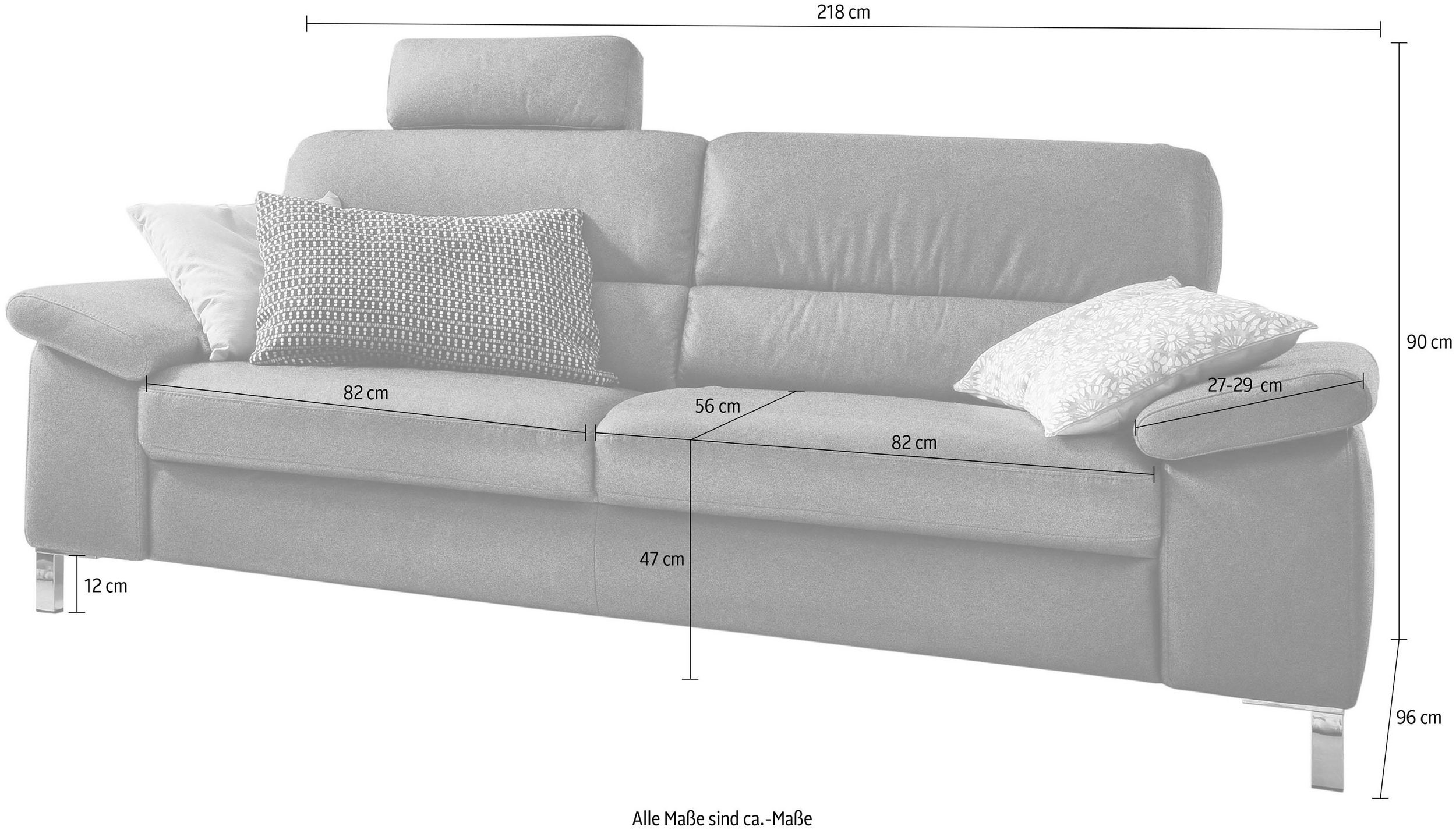 Sofa 3-Sitzer CONSTANZE von DELAVITA - Maße