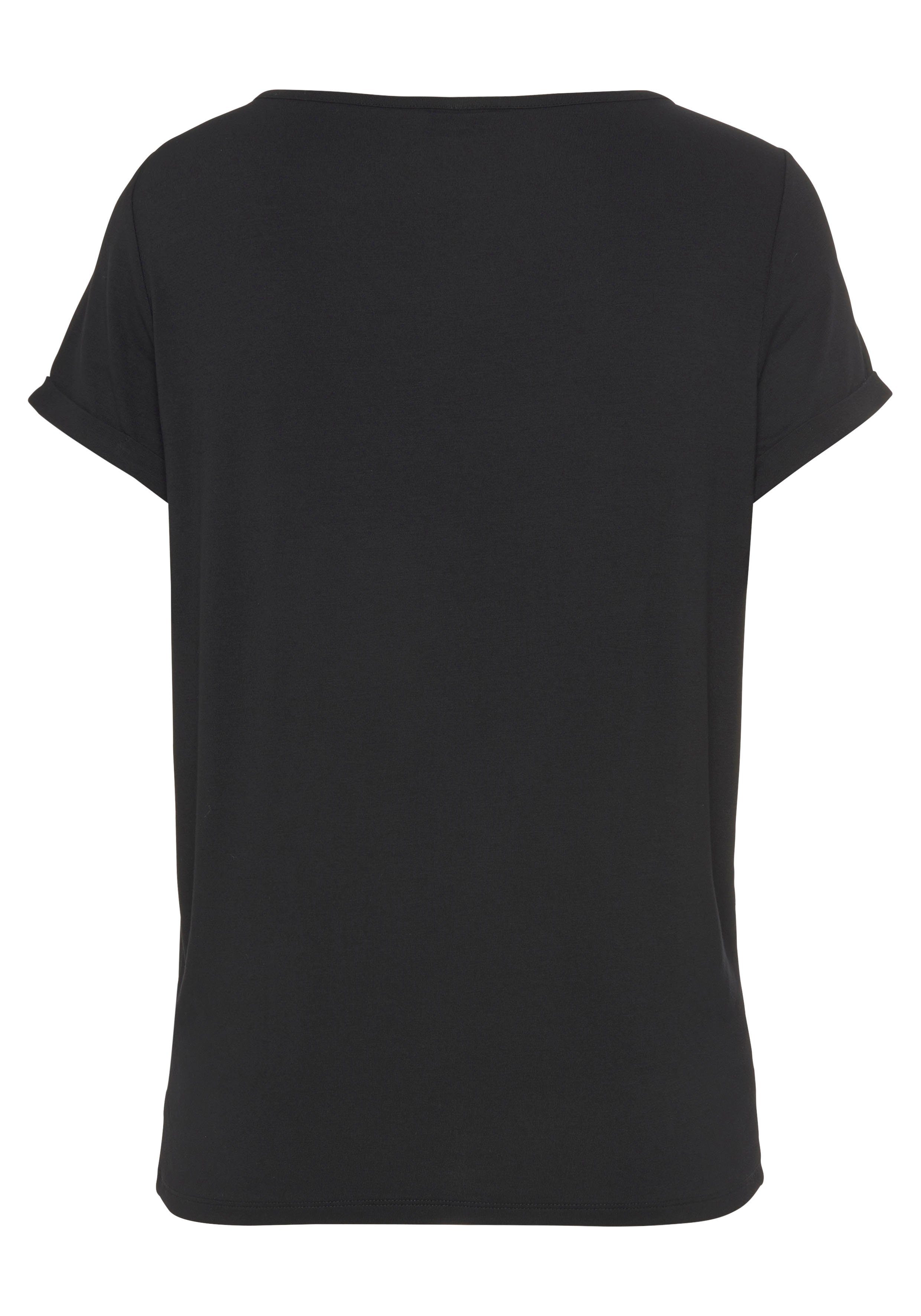 Schwarz weicher Viscosemischung aus LASCANA T-Shirt