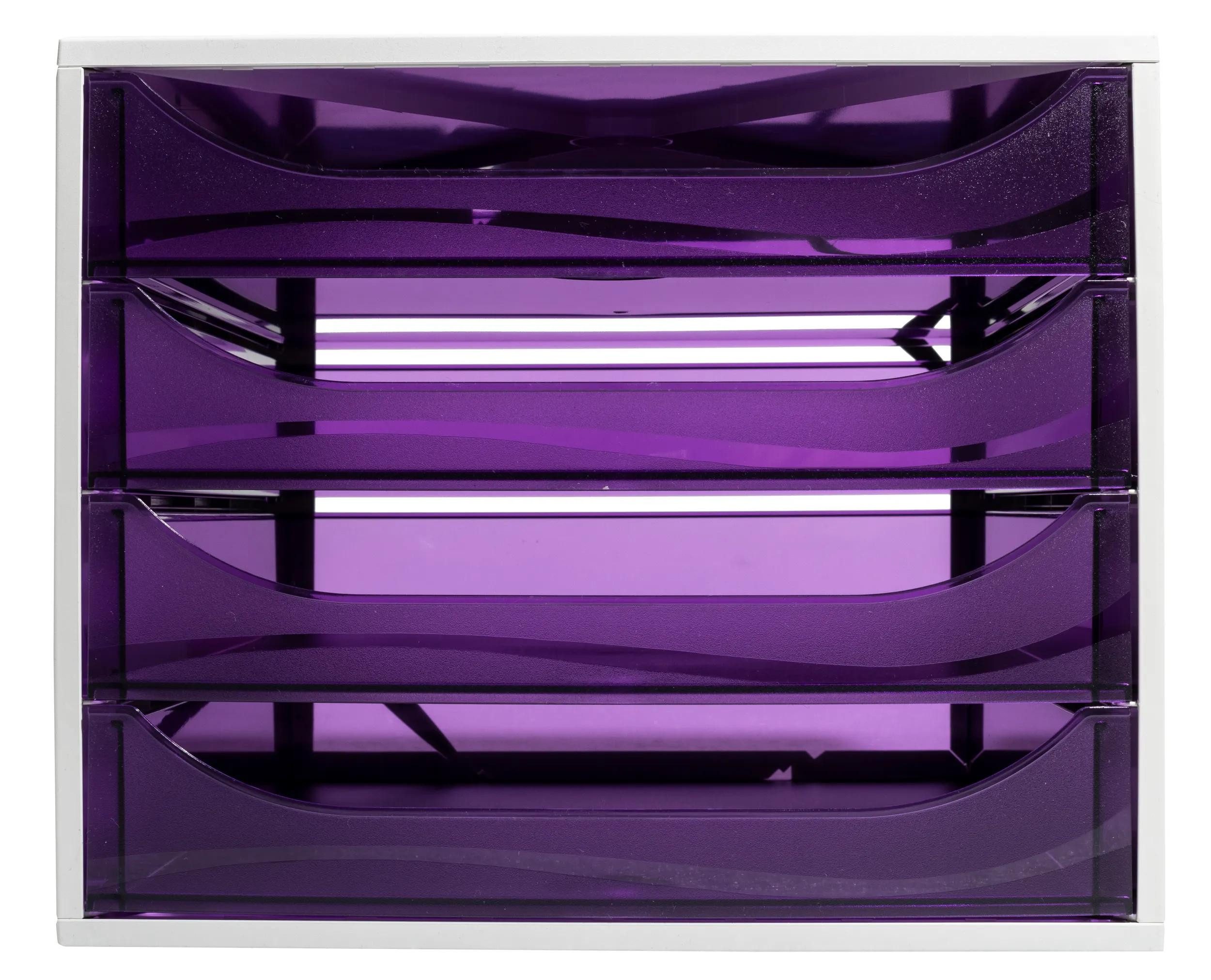EXACOMPTA Schubladenbox ECOBOX Schubladenbox mit 4 Schubladen - Violett - 228619D, Boxen einzen