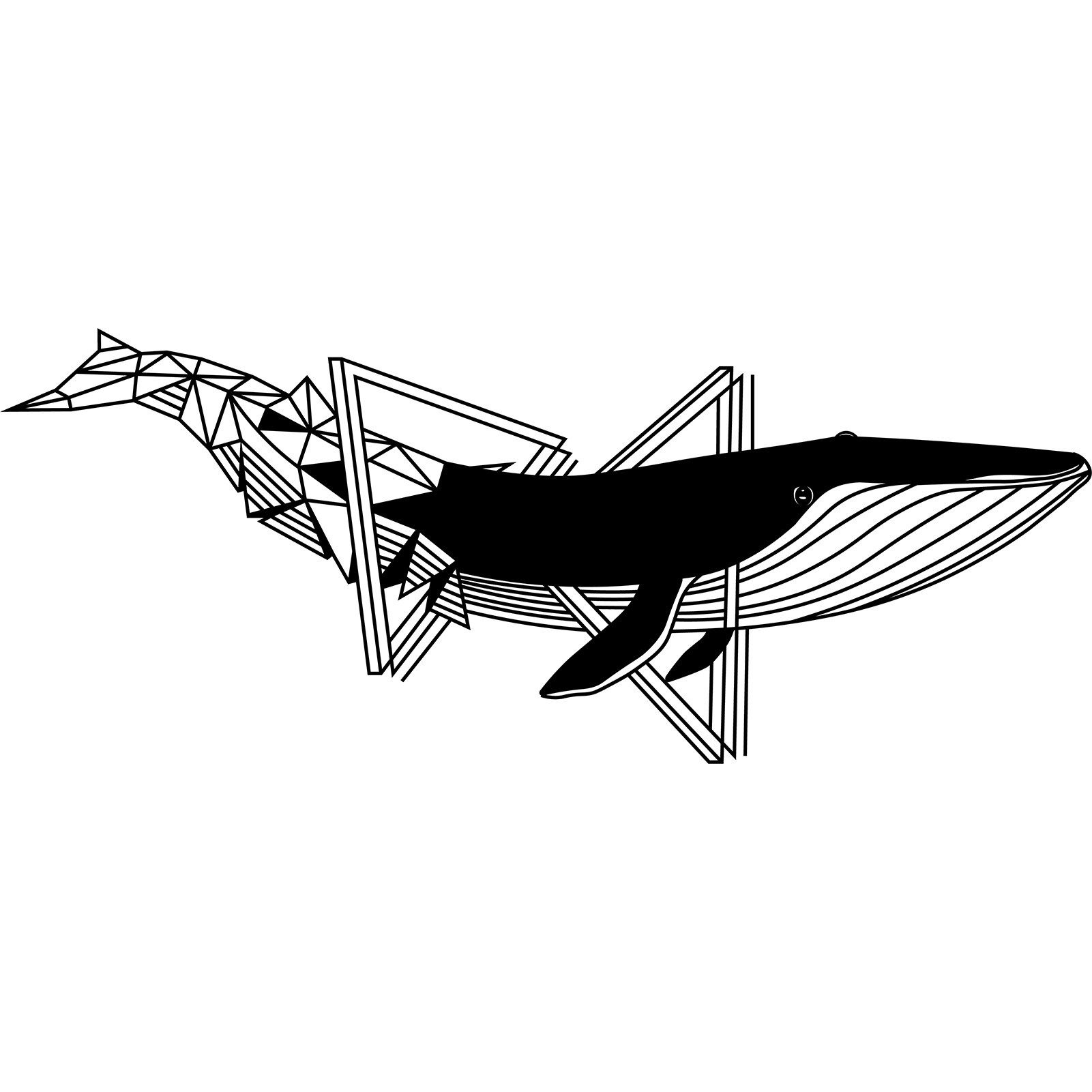 Wanddekoobjekt Linie WalfischMetall Wanddekoration, Meereselemente, Tiere, Metall