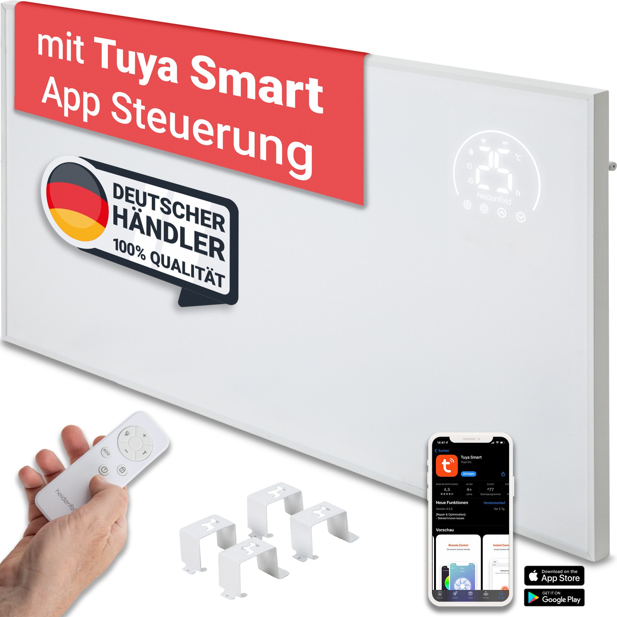 Heidenfeld Infrarotheizung HF-HP140, Elektro Heizung mit App steuerbar, Hei günstig online kaufen