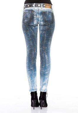 Cipo & Baxx Röhrenjeans mit Edelsteintaschen in Skinny Fit