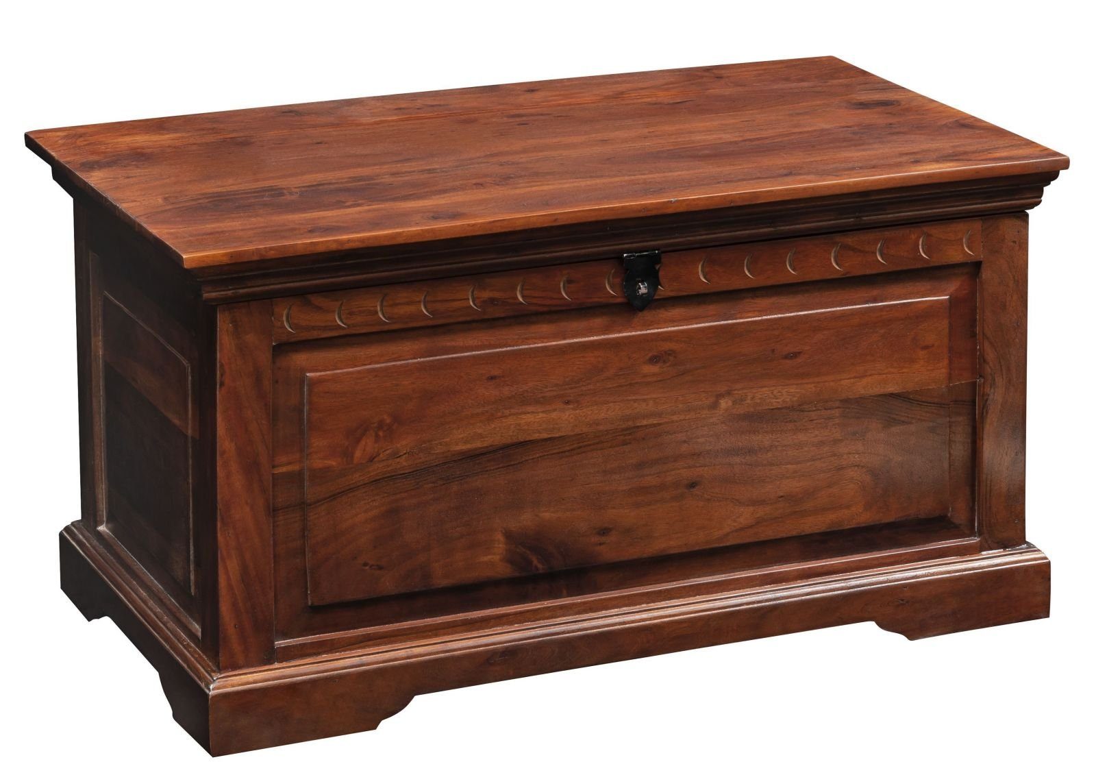 Massivmoebel24 Truhe OXFORD (1 St., Truhe Akazie 90x50x50 nougat lackiert OXFORD #323), Truhe Akazie 90x50x50 nougat lackiert OXFORD #323