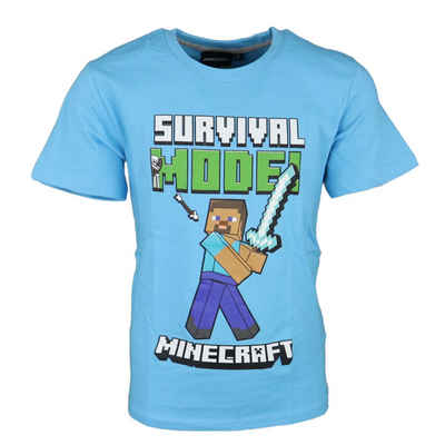 Minecraft T-Shirt »Steve Survival Mode Kinder Shirt« Gr. 116 bis 152, 100% Baumwolle, in Hellblau