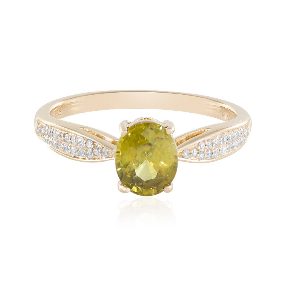 Cavill Diamantring Cavill Gelbgoldring 585 mit 1,33 ct ovalem Sphen & 40 Diamanten (1-tlg)