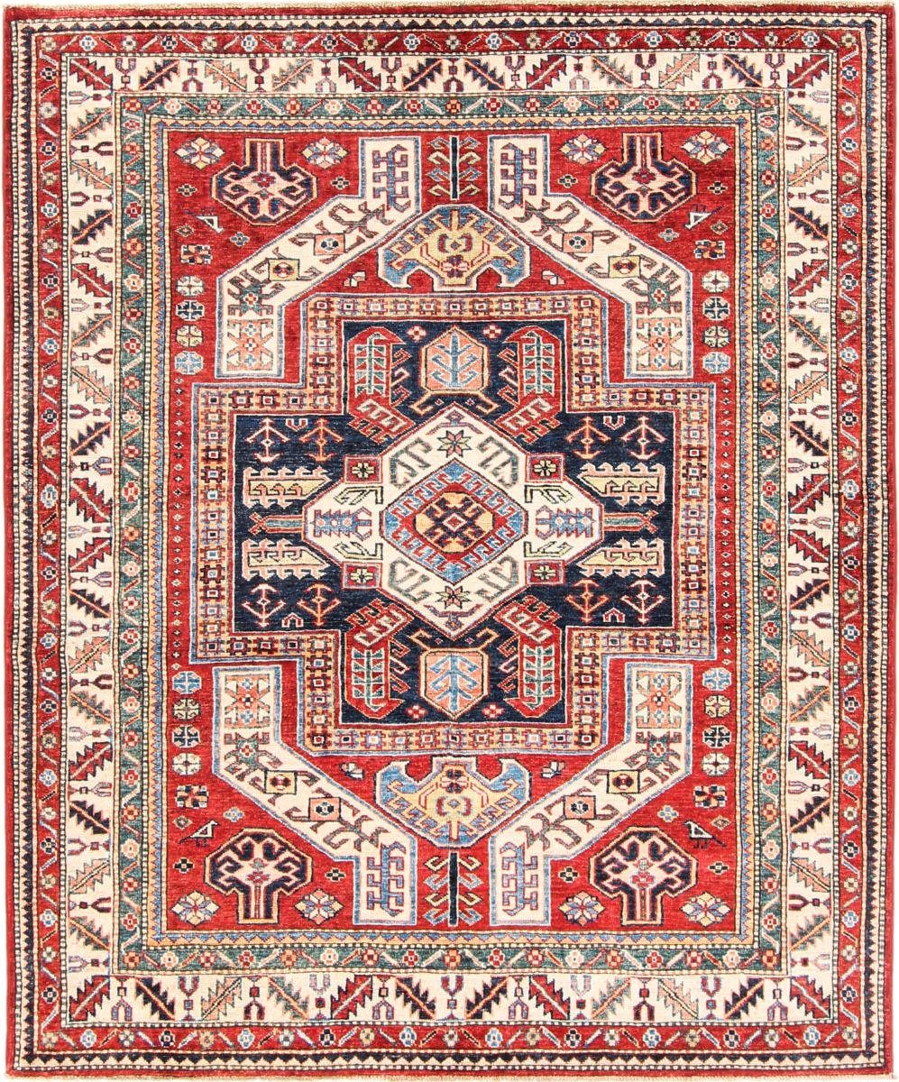 Orientteppich Super Kazak 153x185 Handgeknüpfter Orientteppich, Nain Trading, rechteckig, Höhe: 5 mm