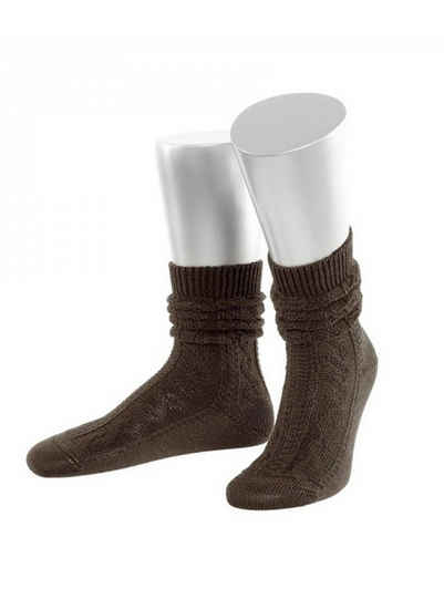 Almbock Trachtensocken Trachten Socken kurz Merino Schurwolle (1-Paar) braun