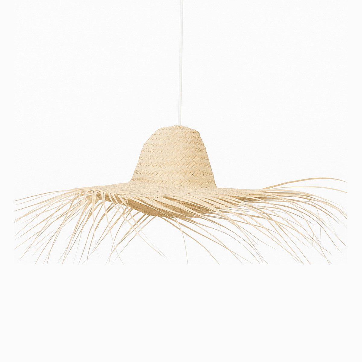 Marrakesch Orient & Mediterran Interior Pendelleuchte Hanglamp Toluca, boho-lamp van palmblad, handgemaakt, naturel, 50 cm, Handarbeit