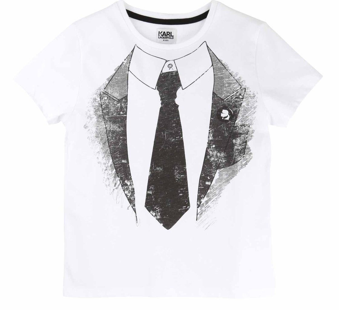 KARL LAGERFELD T-Shirt KARL LAGERFELD Kids cooles Designer T-Shirt weiß Krawattenprint