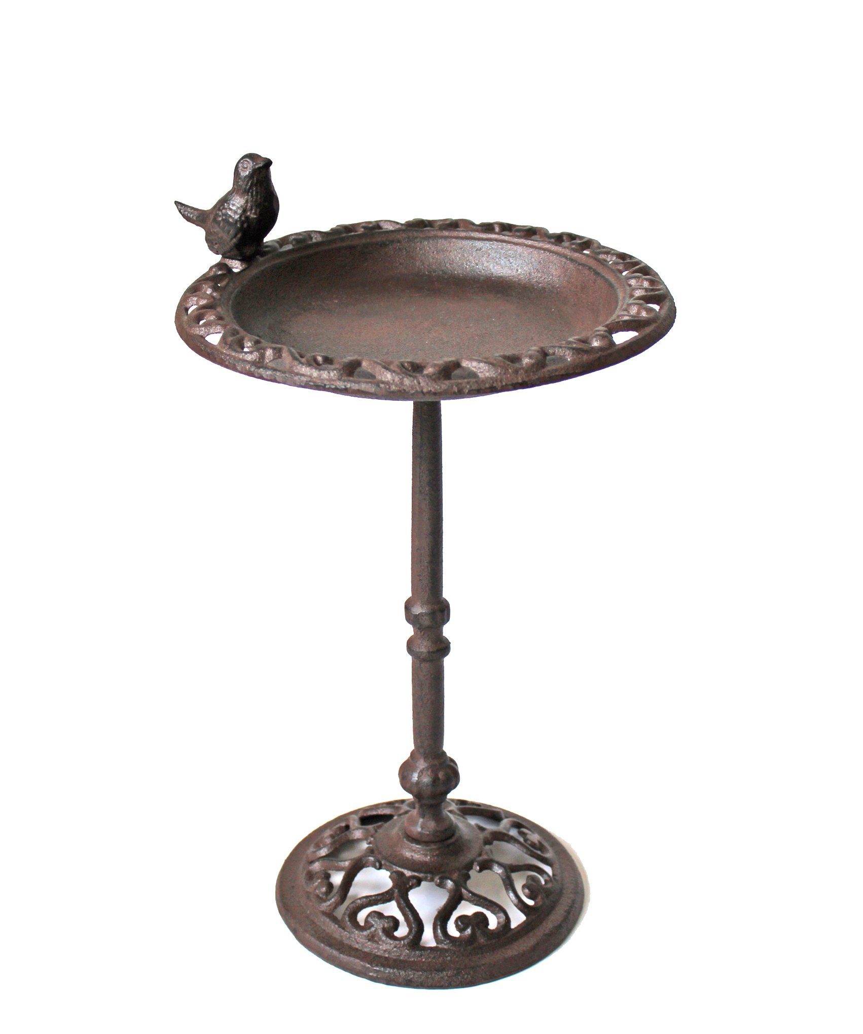 BigDean Vogeltränke Spatz aus Gusseisen Rost-Optik Vogelbad Wasserschale 39cm