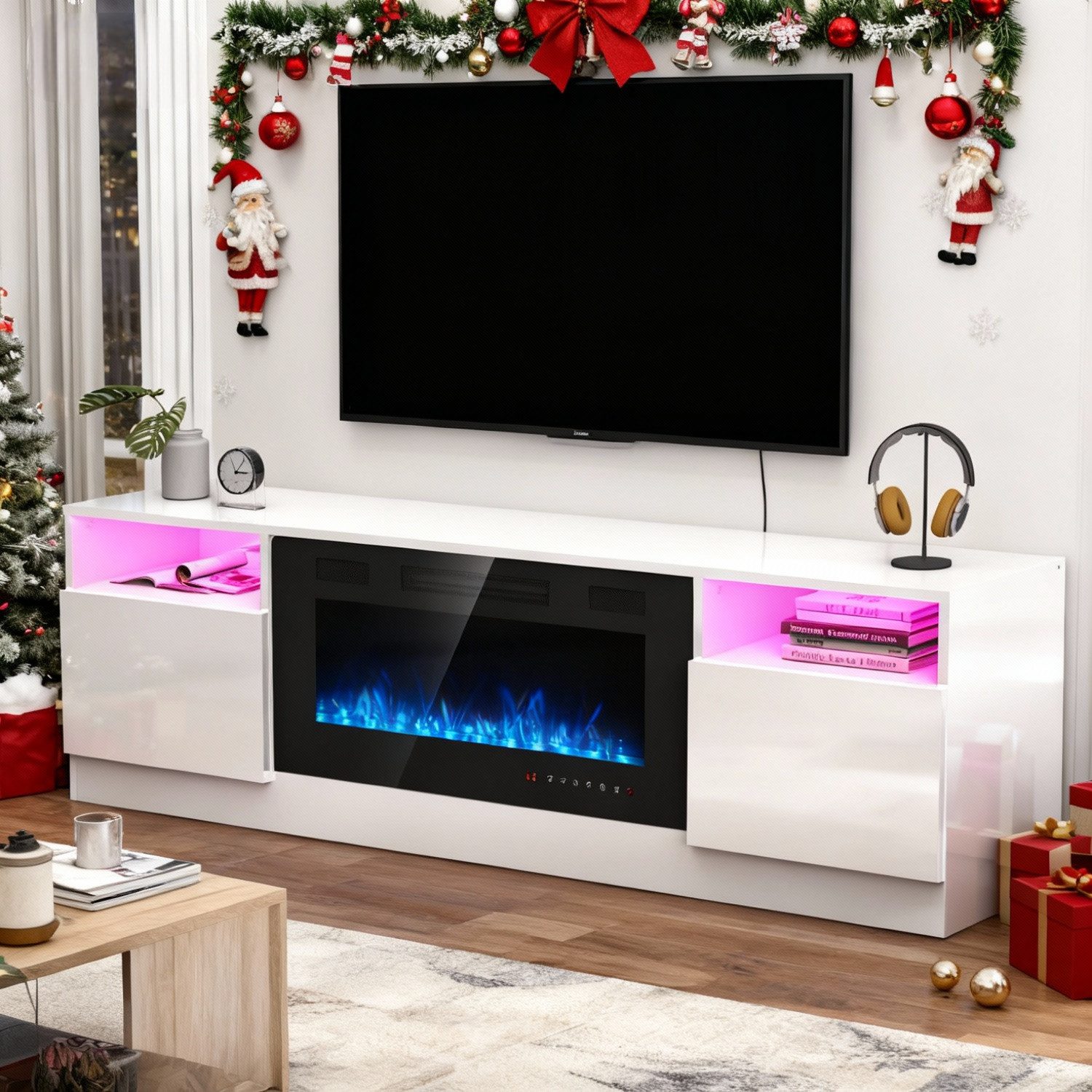 oyajia Elektrokamin Elektrischer Kamin mit TV-Schrank, Heizung, 3D-Flammene günstig online kaufen