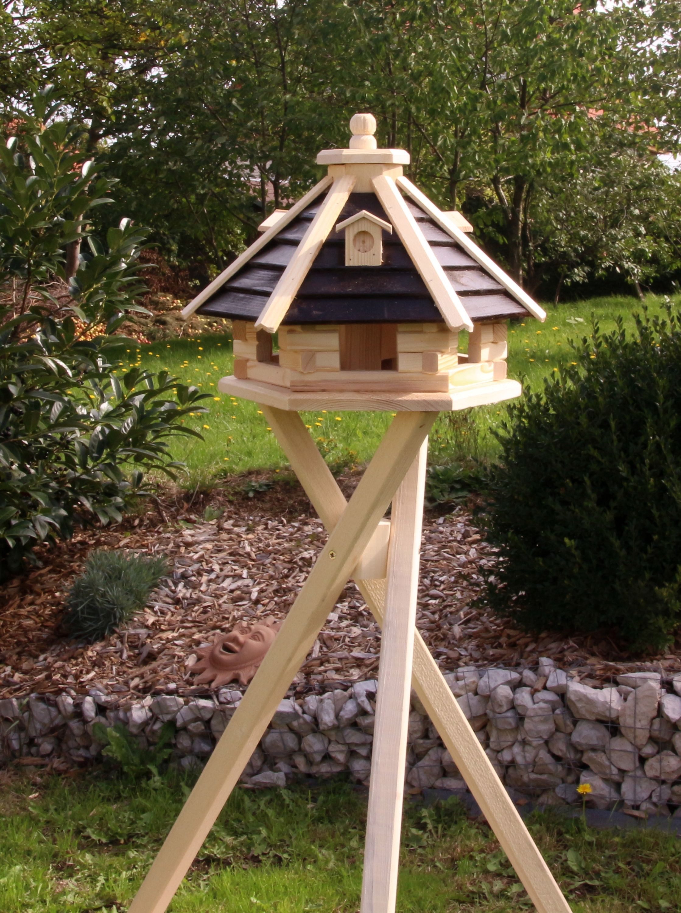 Holzdekoladen Vogelhaus Holzvogelhaus mit Ständer 48x33 cm Typ 21