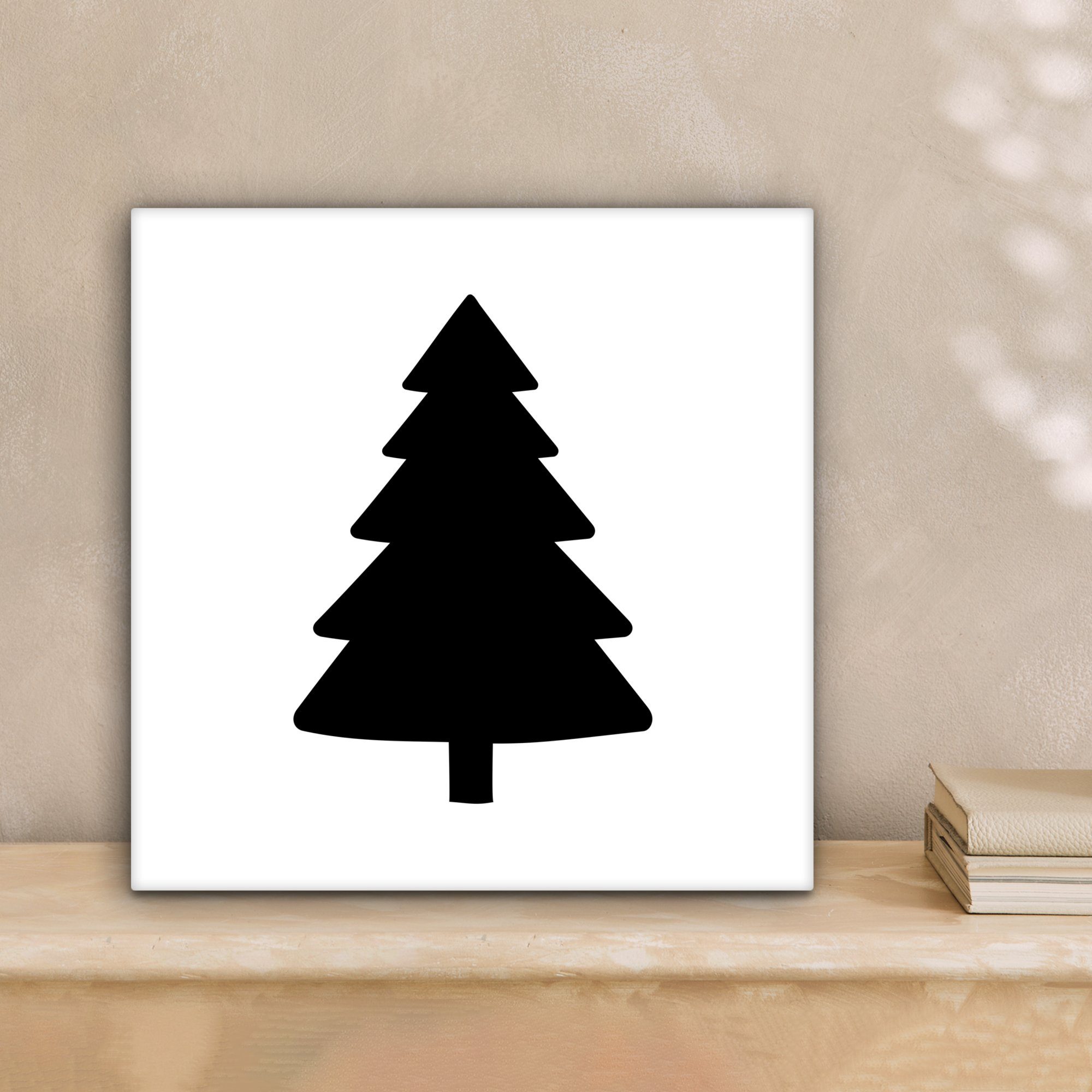 OneMillionCanvasses® Leinwandbild Weihnachtsbaum - Schwarz - Weihnachten - Party, Fotodruck (1 St), Wandbild, Deko Schlafzimmer Wohnzimmer Flur 20x20 cm