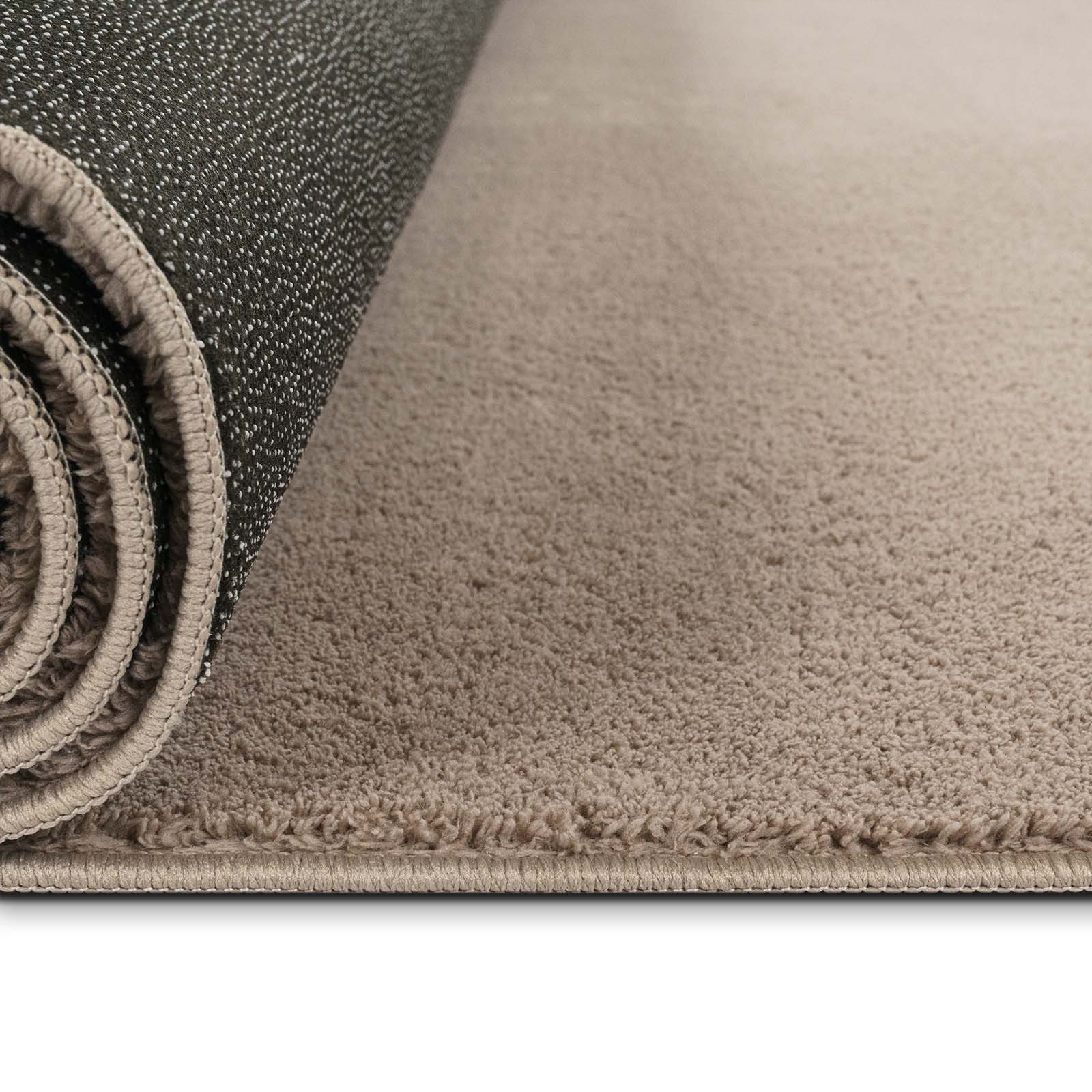 TaraCarpet Teppich Supersoft Kurzflorteppich Fiona Uni, rechteckig, Höhe: 14 mm, Wohnzimmer, Schlafzimmer, Esszimmer, Fiona taupe 50x80