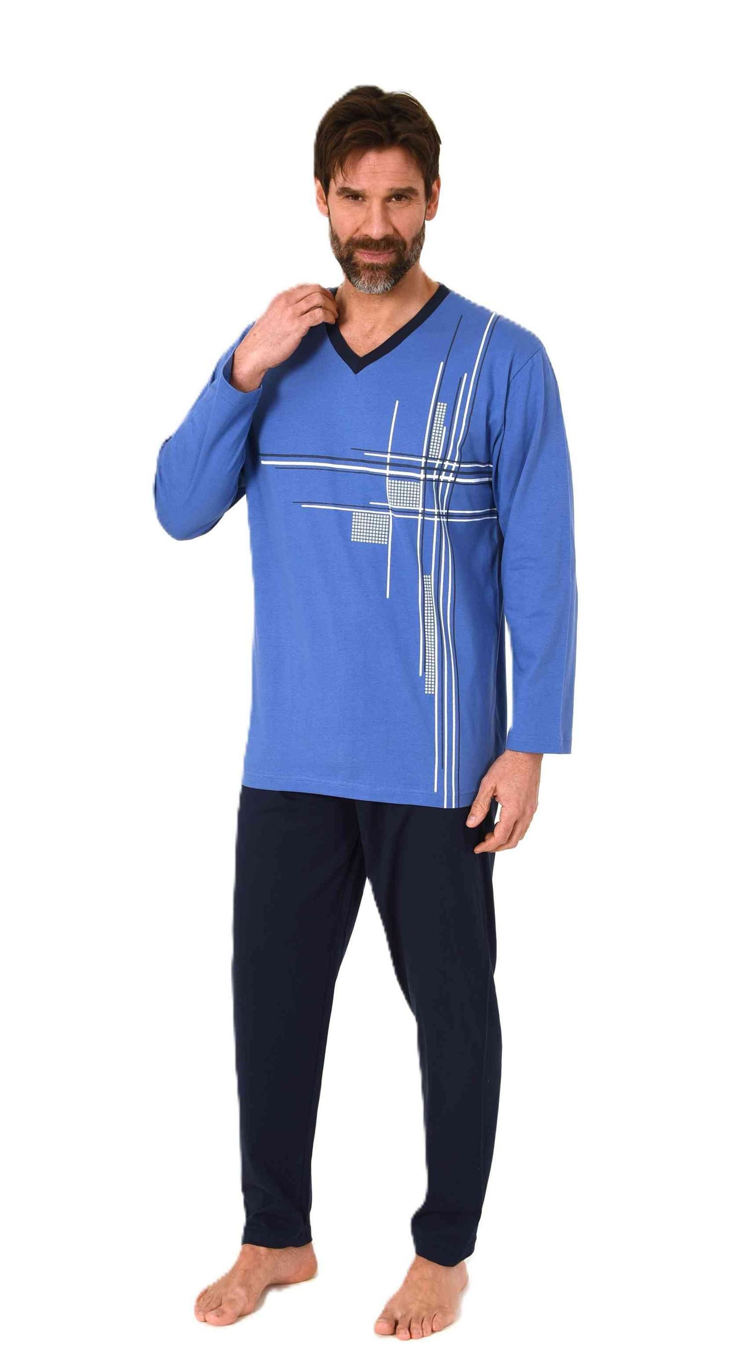 Normann Pyjama Normann Herren langarm Schlafanzug Pyjama mit eleganten Fron günstig online kaufen
