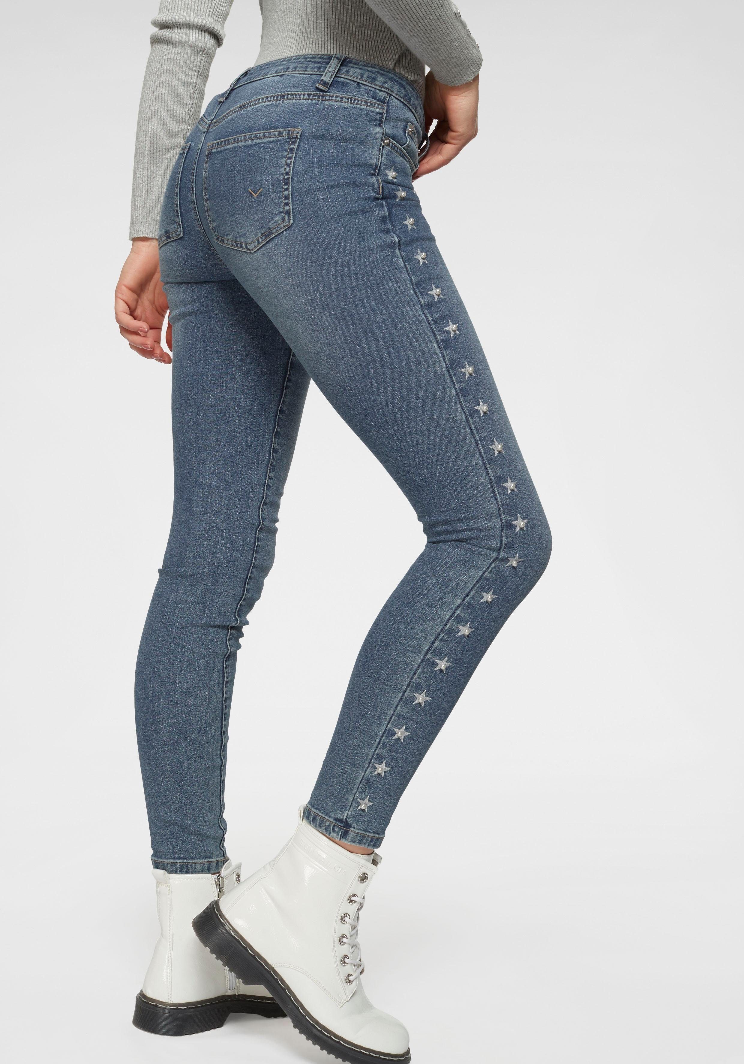 TOM TAILOR Polo Team Ankle-Jeans in Slim Fit-Form mit Sterne-Print und  Zierperlen online kaufen | OTTO